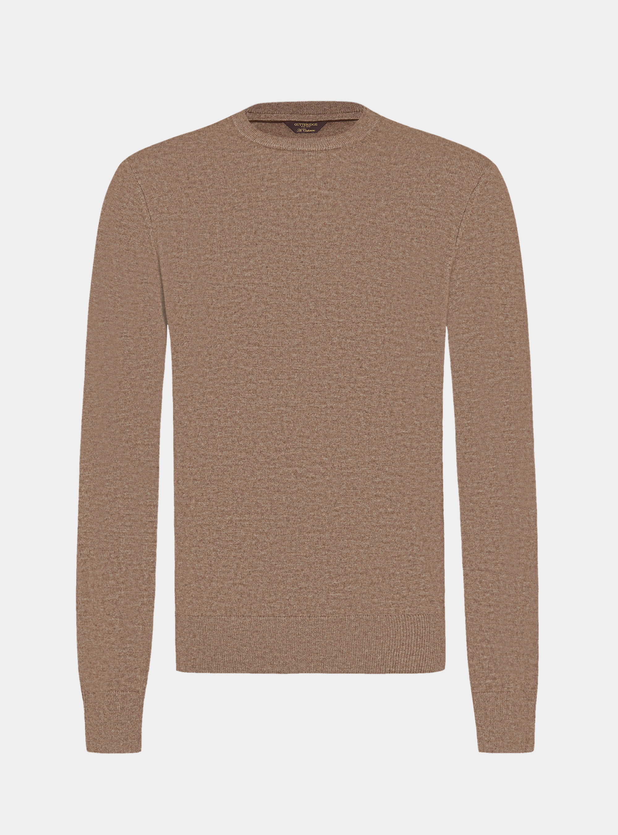 Maglia girocollo in misto lana, FANGO
