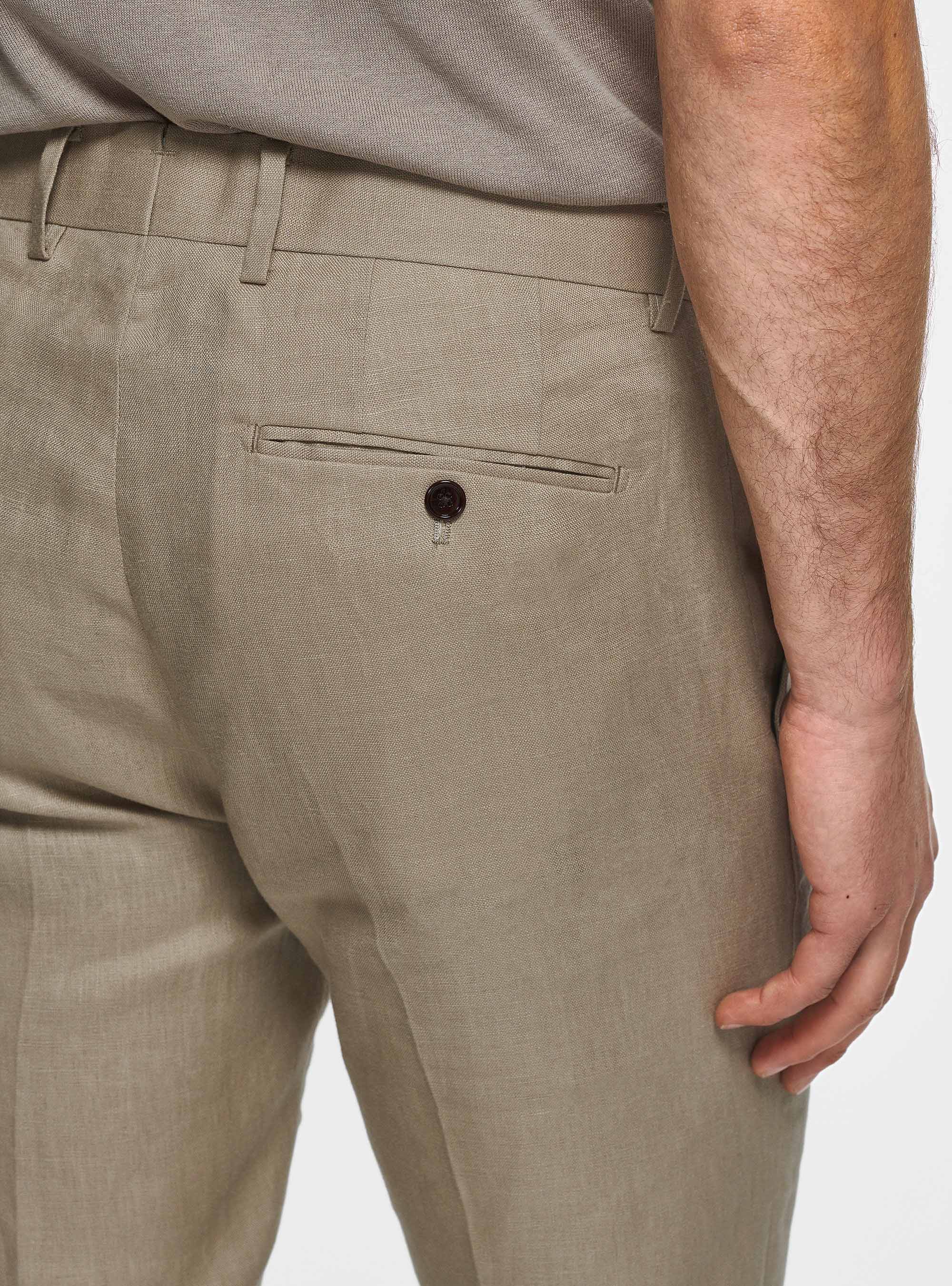 Pantaloni in puro lino, FANGO