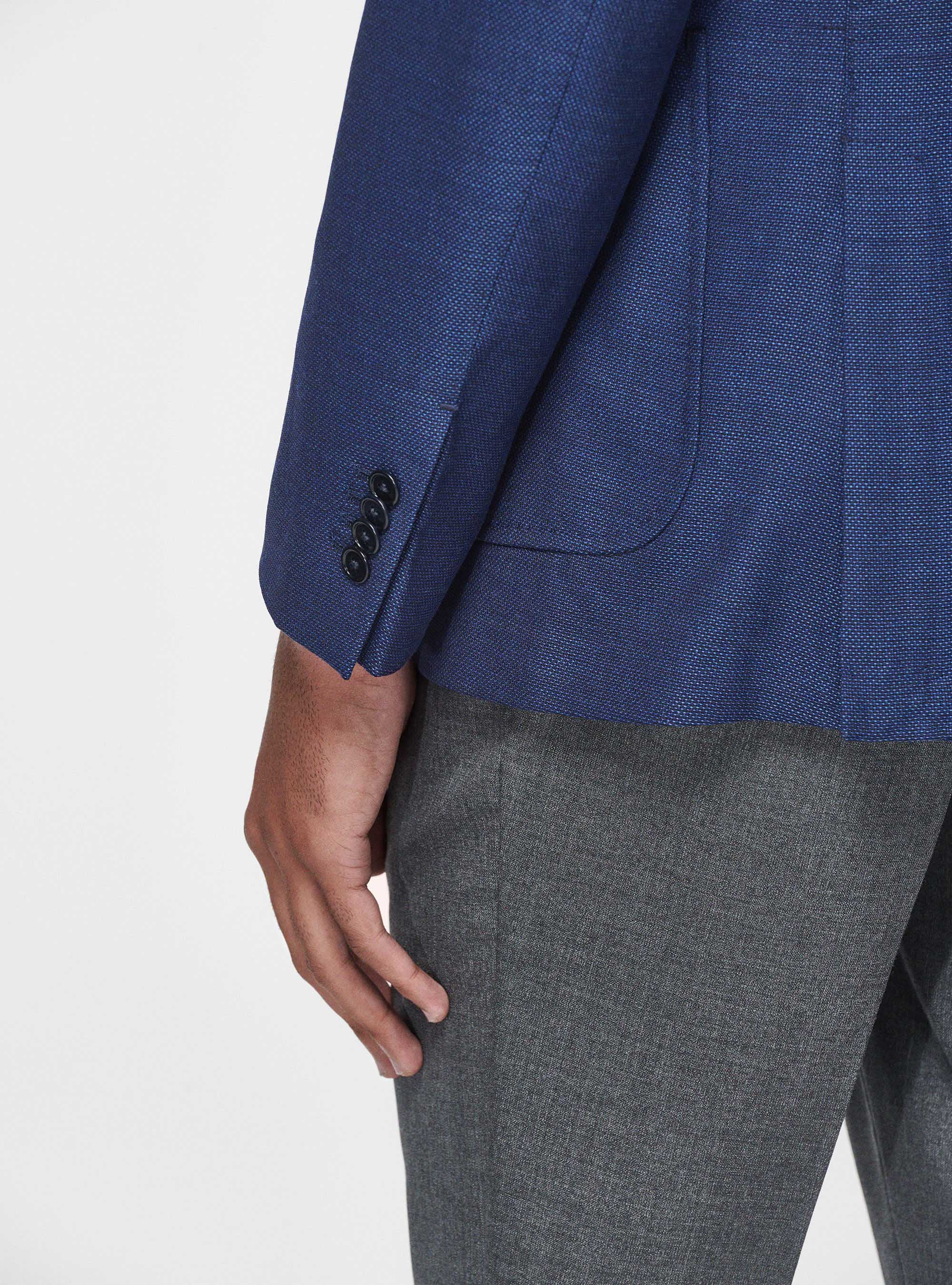 Giacca in lana micro texture, BLU