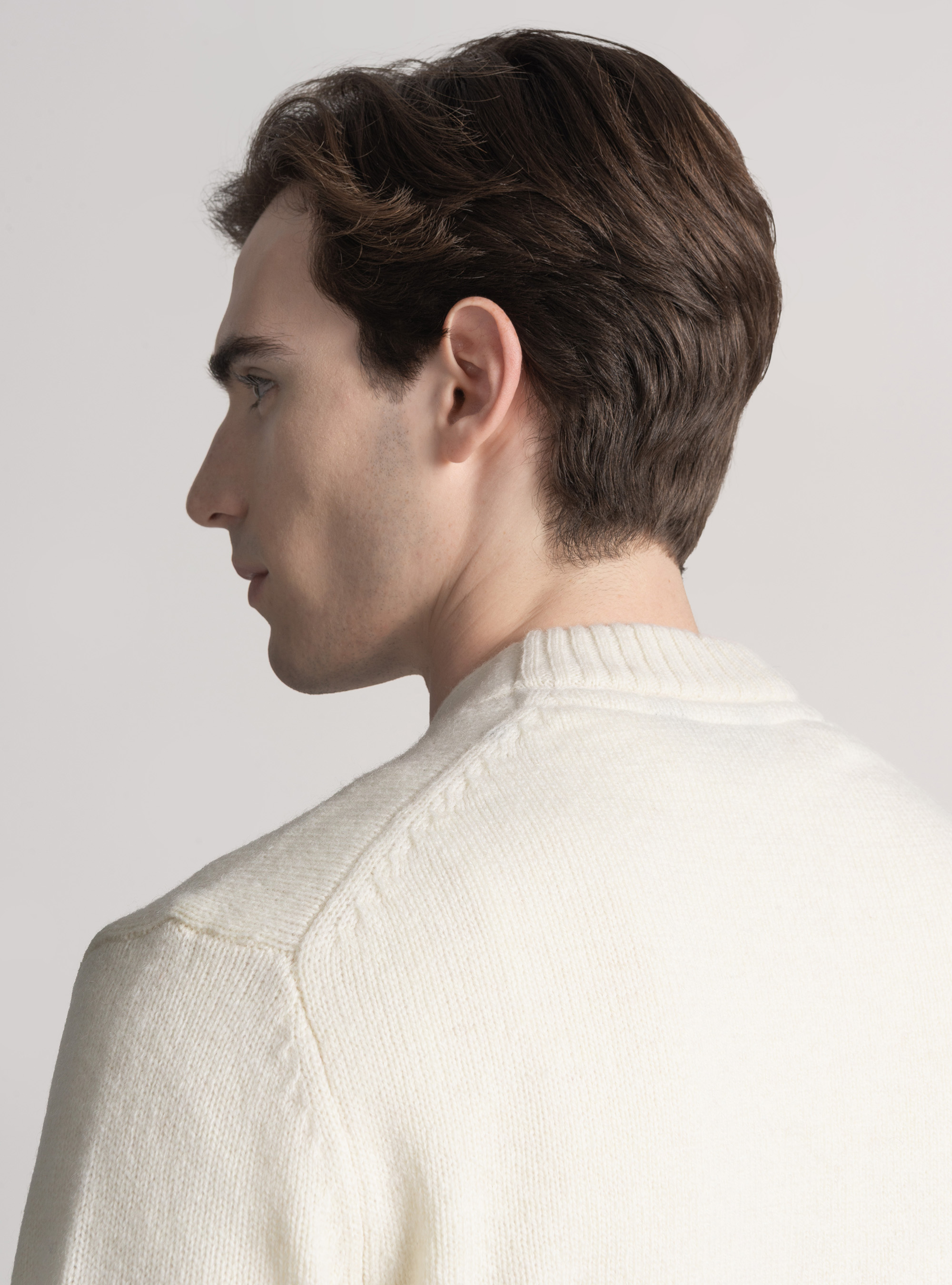 Shetland wool knit cardigan, WHITE