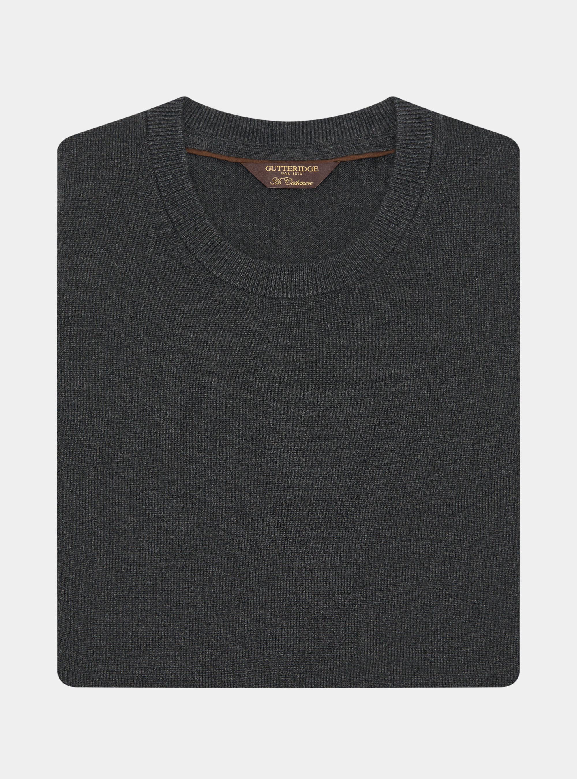 Wool and cashmere blend crewneck sweater, ASPHALT GREY