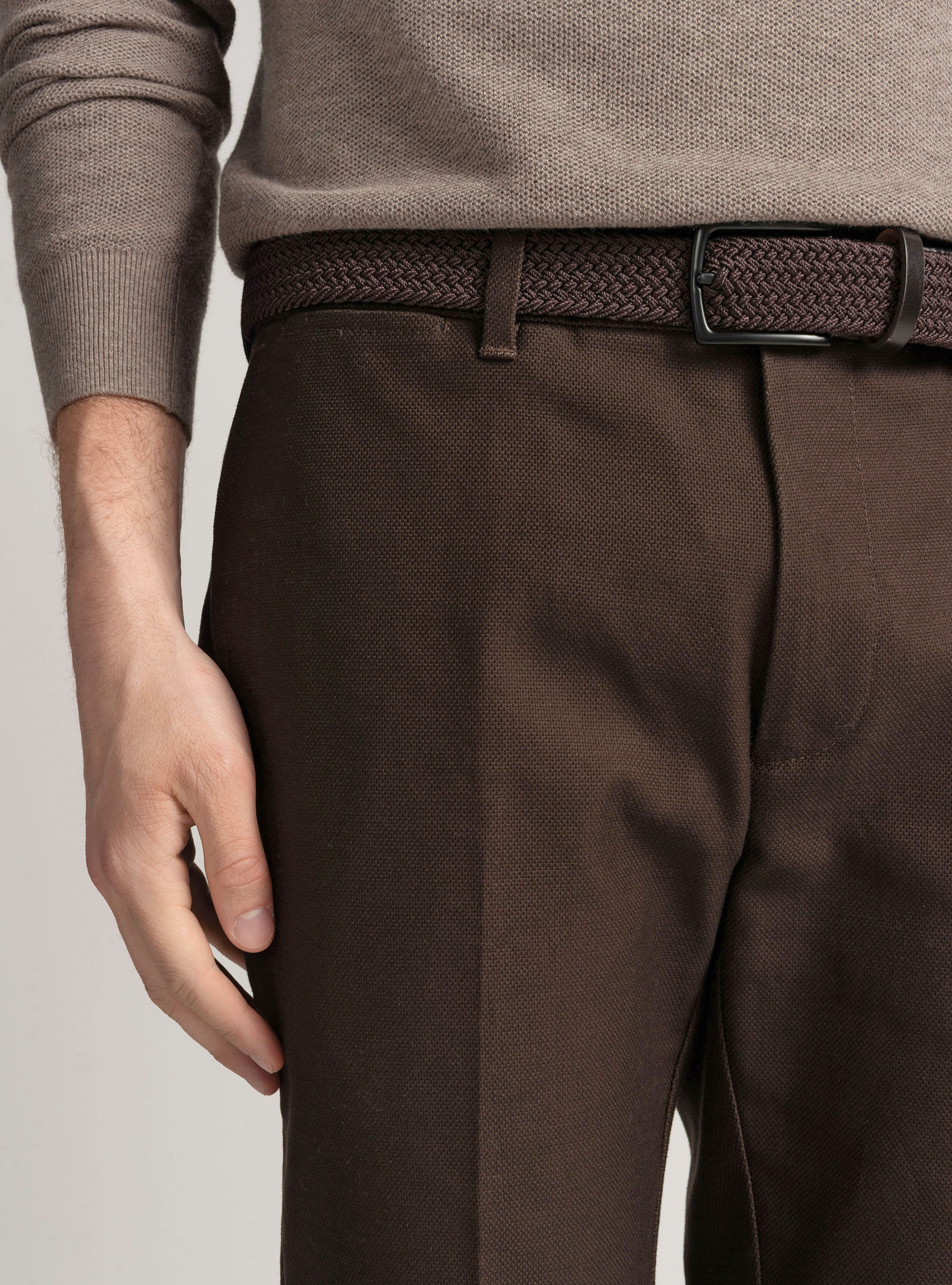Pantal&oacute;n chino slim fit de algod&oacute;n reforzado, MARRON