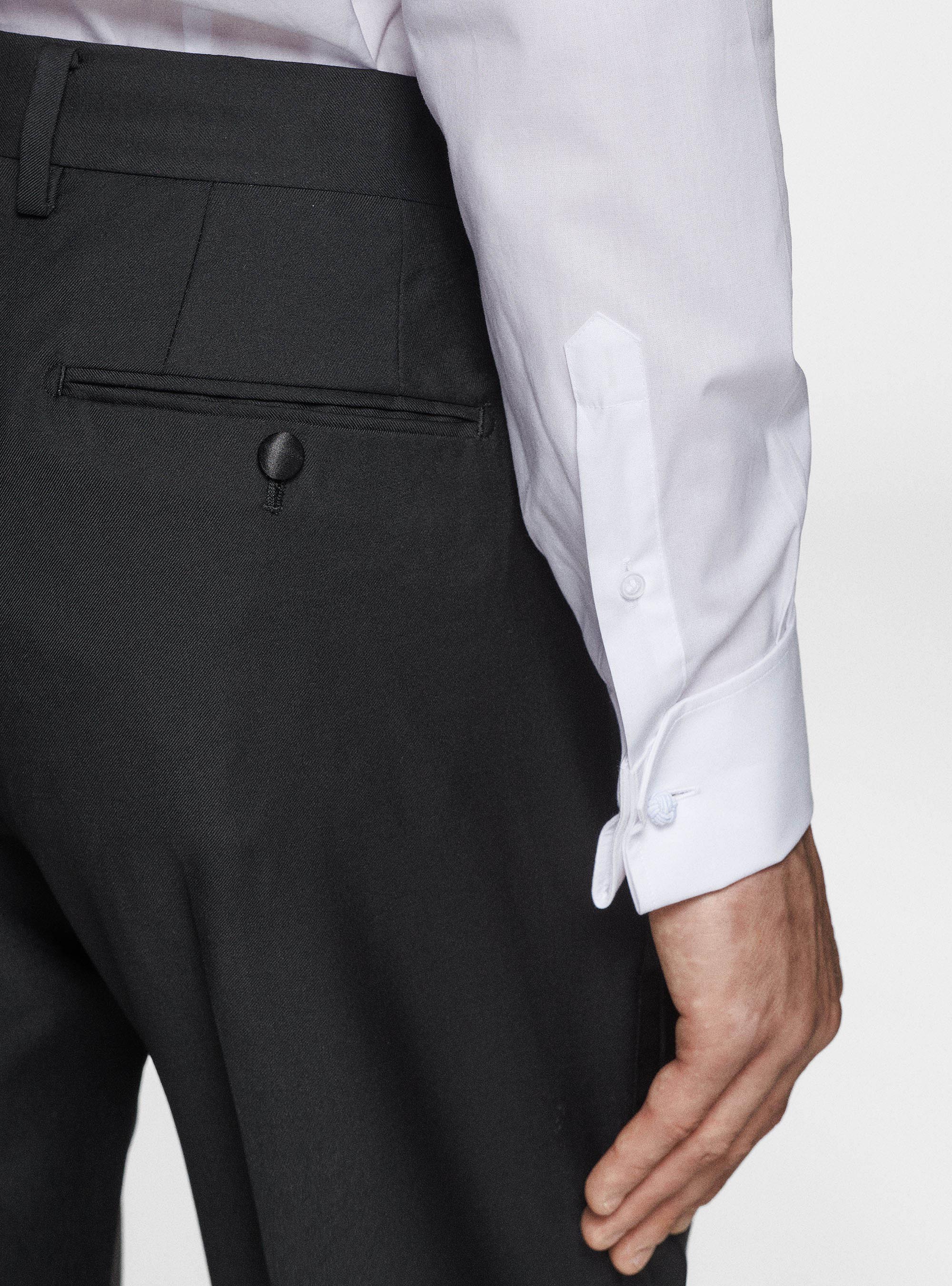Black smoking trousers in pure wool, BLACK
