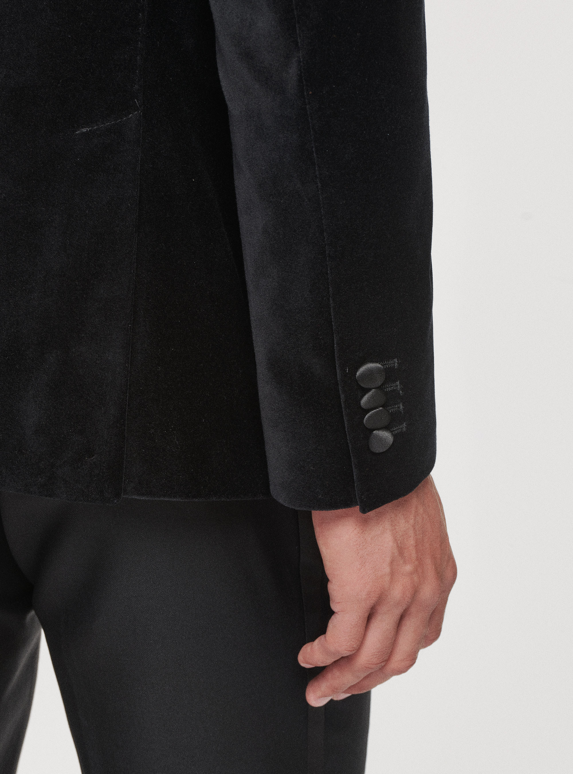 Velvet tuxedo blazer, BLACK
