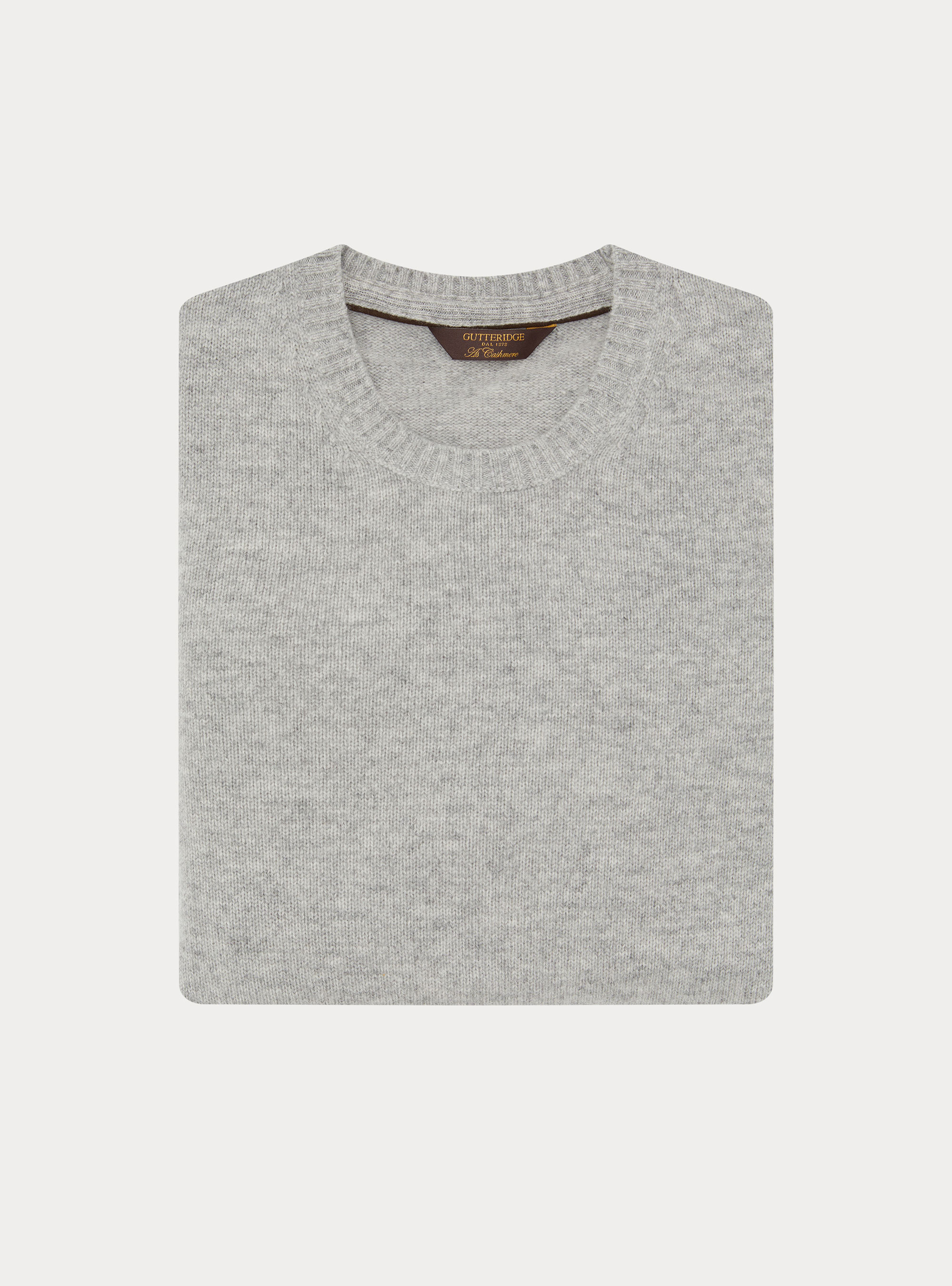 Crew-neck sweater in a wool and cashmere blend, LIGHT GREY MELANGE