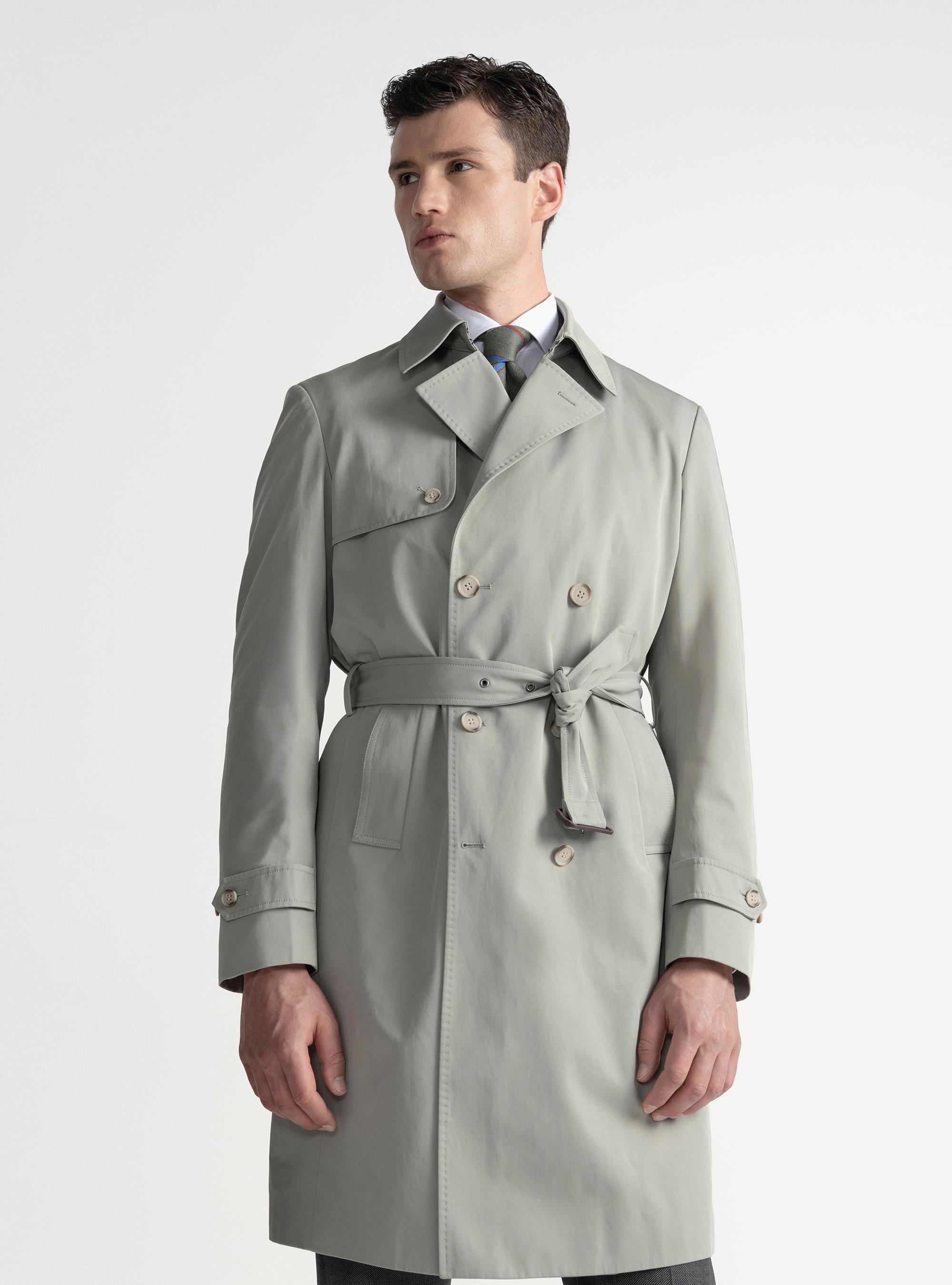 Trench in twill di cotone, SALVIA 0602C