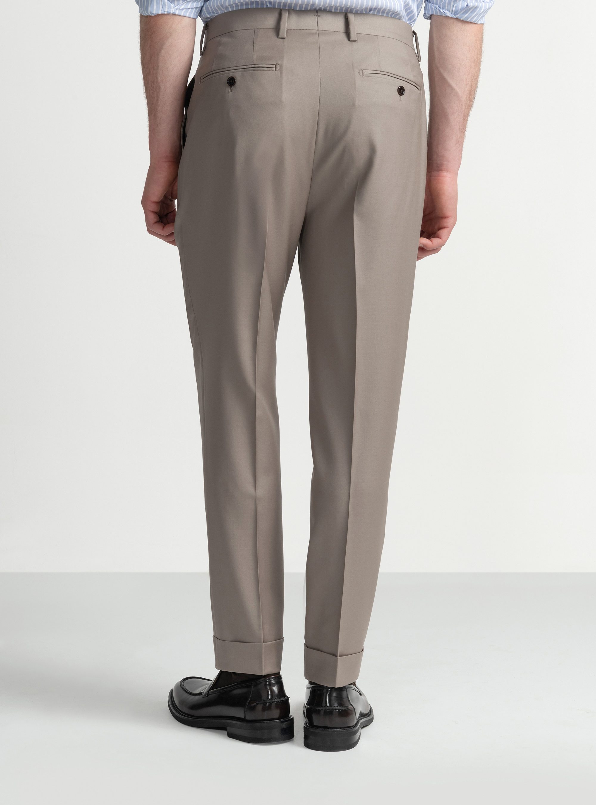 Vitale Barberis Canonico wool pleat trousers, MUD