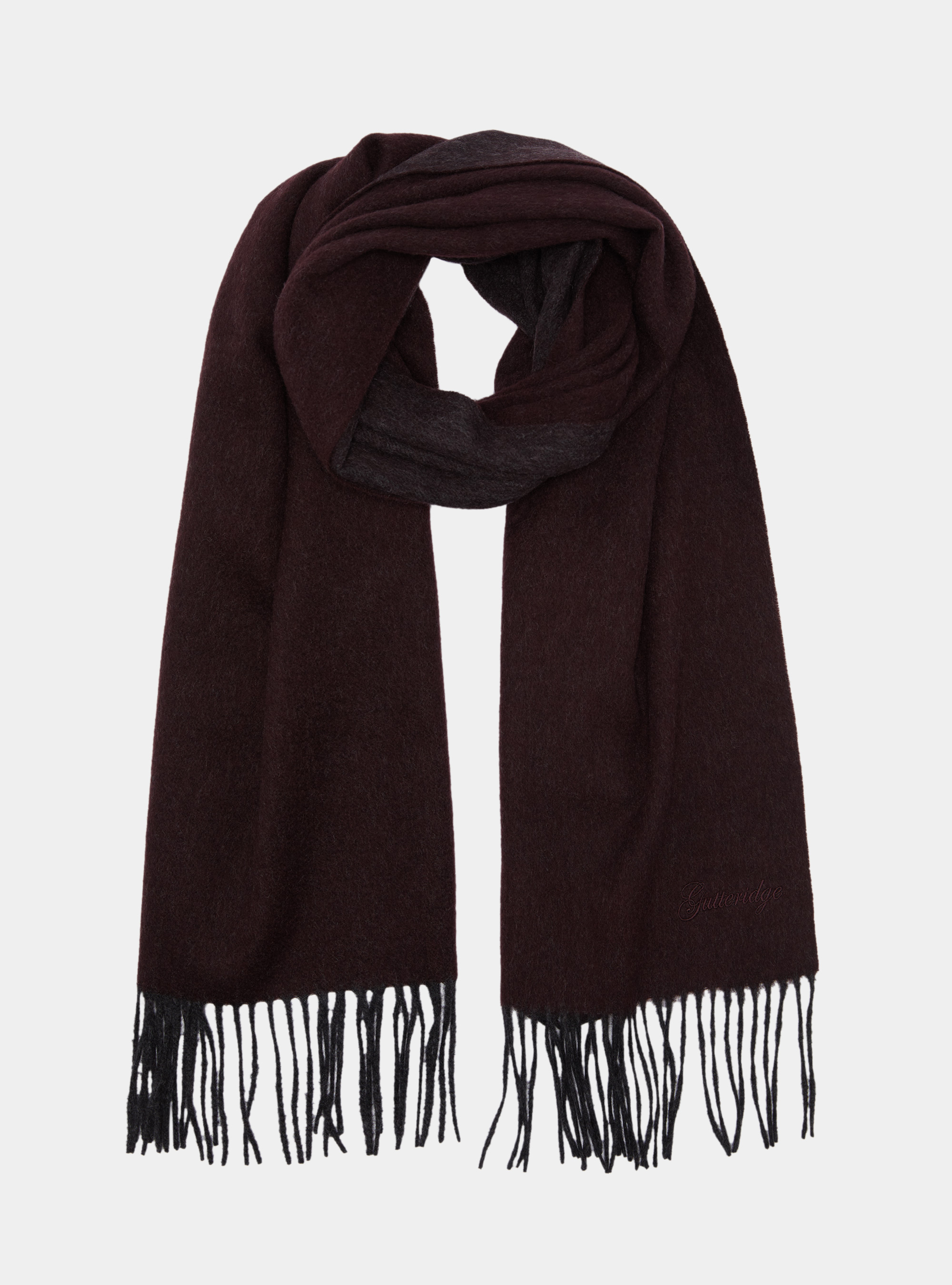 Sciarpa double face in lana e cashmere, BORDEAUX