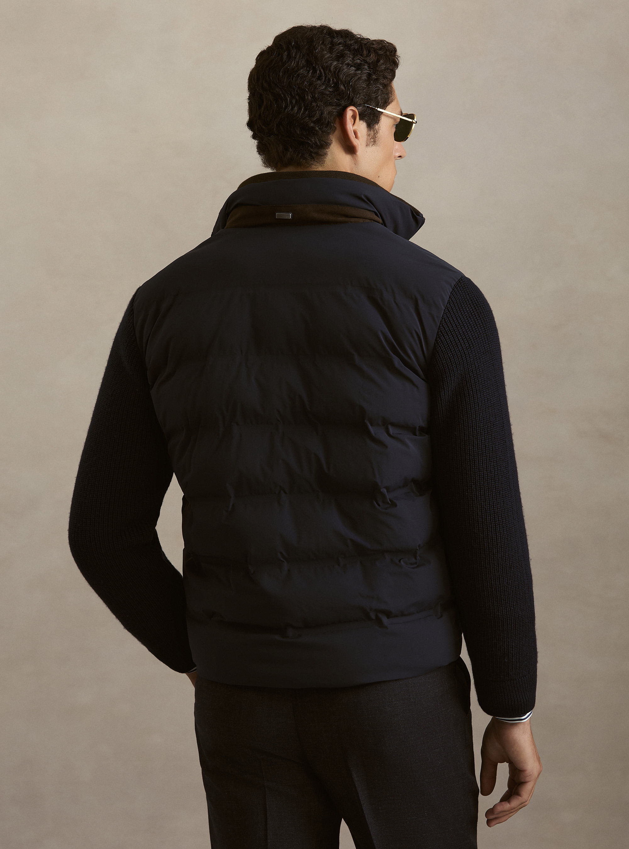 Bomber termosaldato con maniche in lana, BLU NAVY