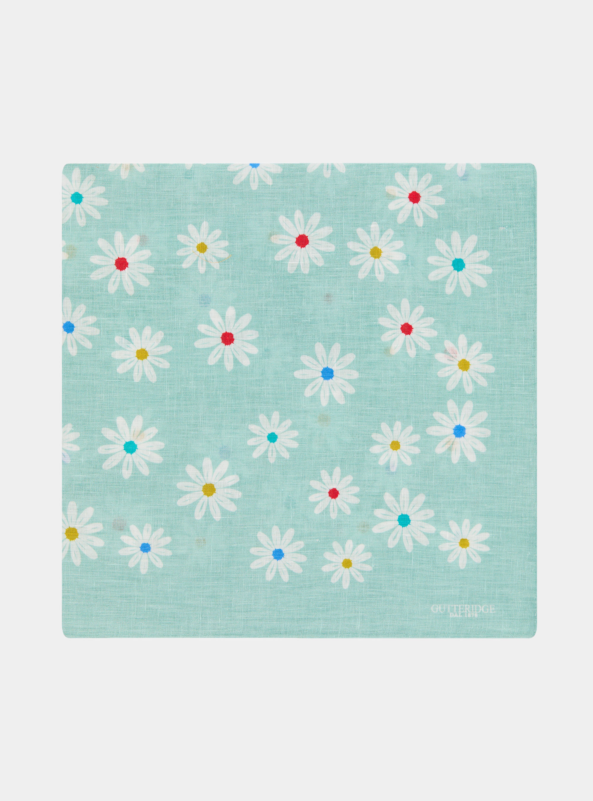 Foulard in lino stampa a fiori, AZZURRO TIFFANY 0277C