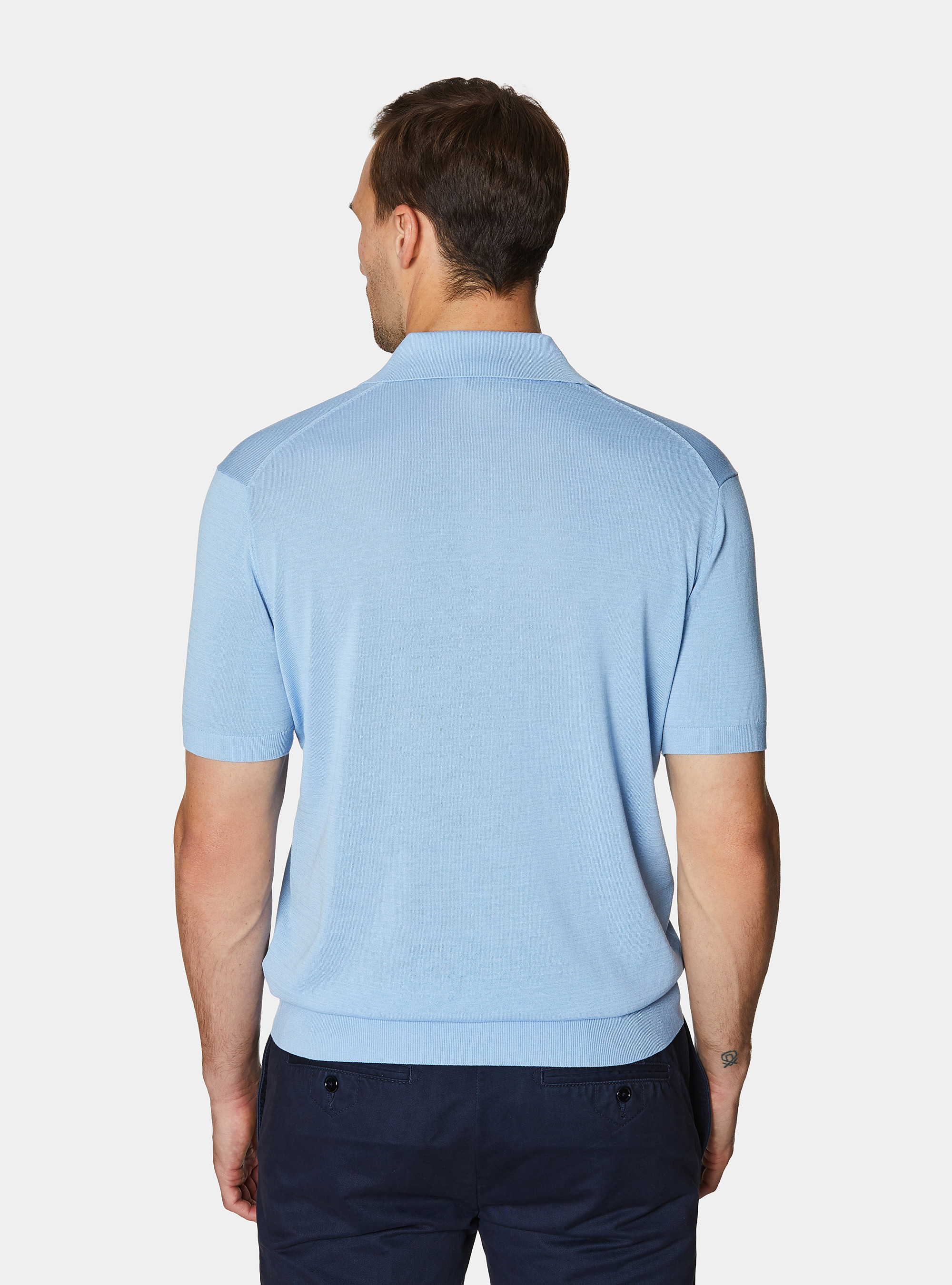 Polo de algod&oacute;n y seda, 0266C AZZURRO