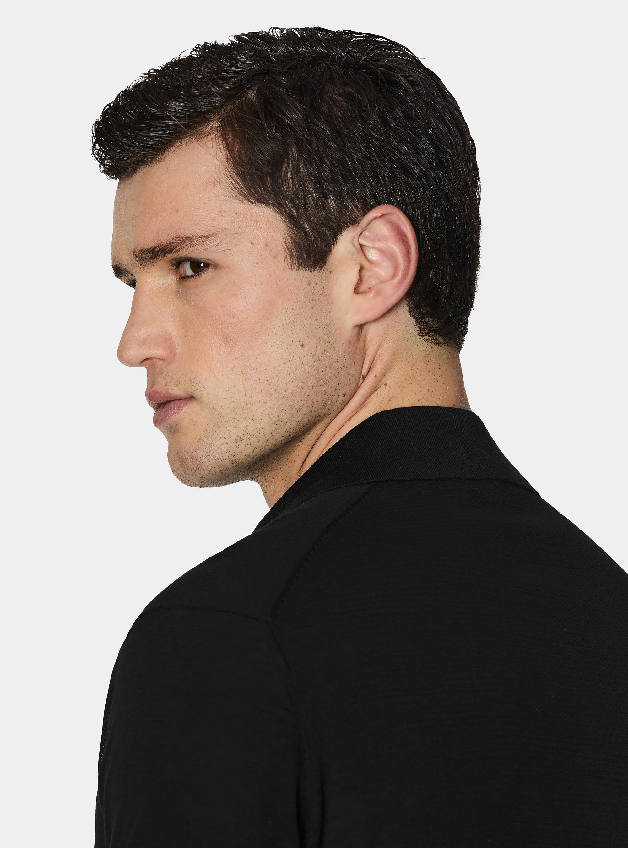 Polo de algod&oacute;n y seda, NEGRO