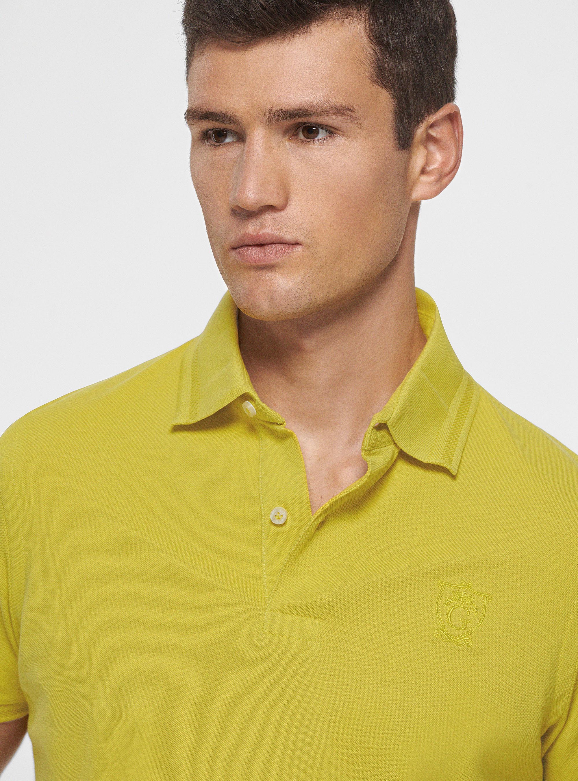 Classic piqu&eacute; polo shirt with herringbone rib, SENAPE 0715C