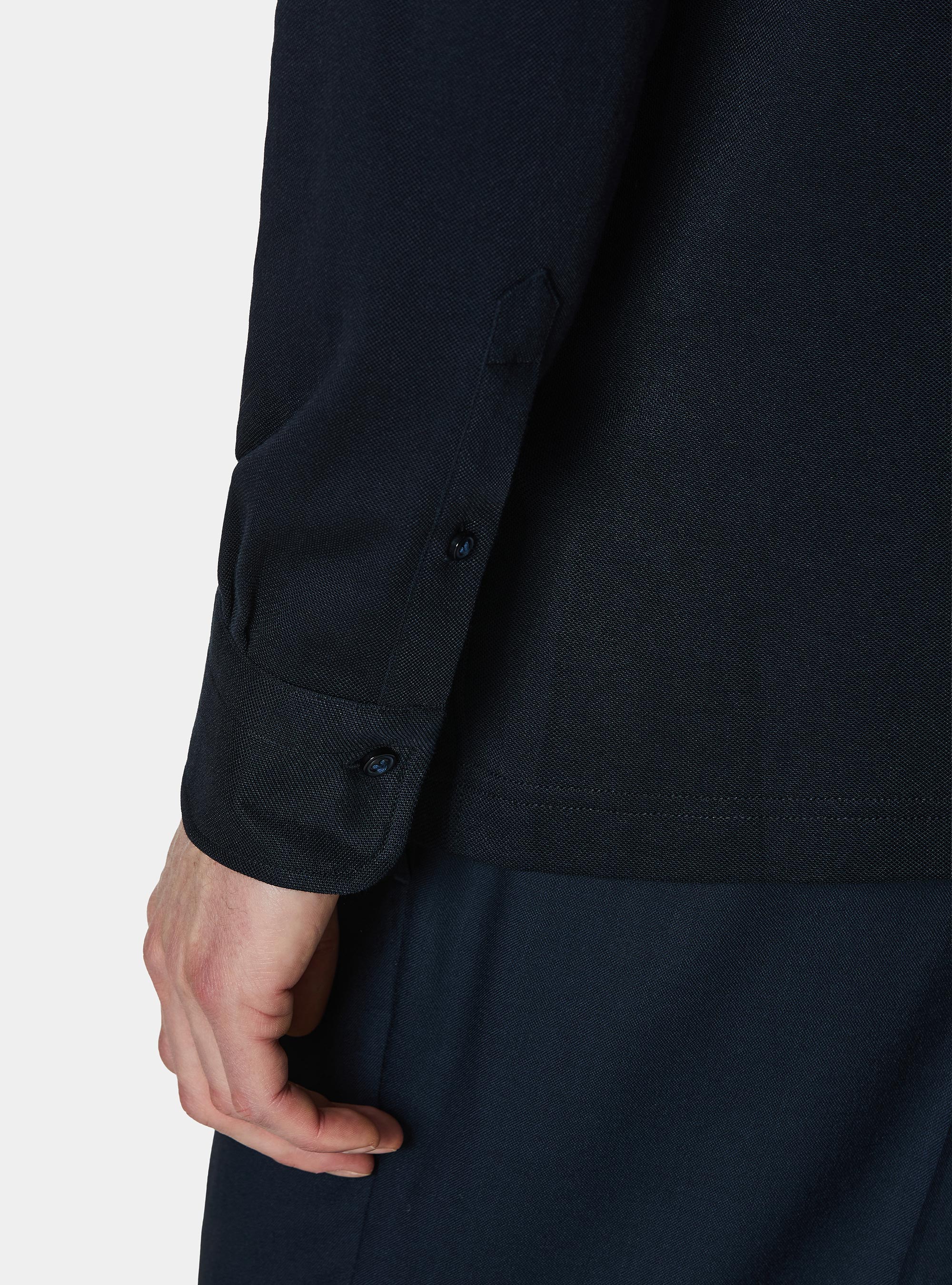 GT01 pique cotton blend polo shirt, NAVY BLUE