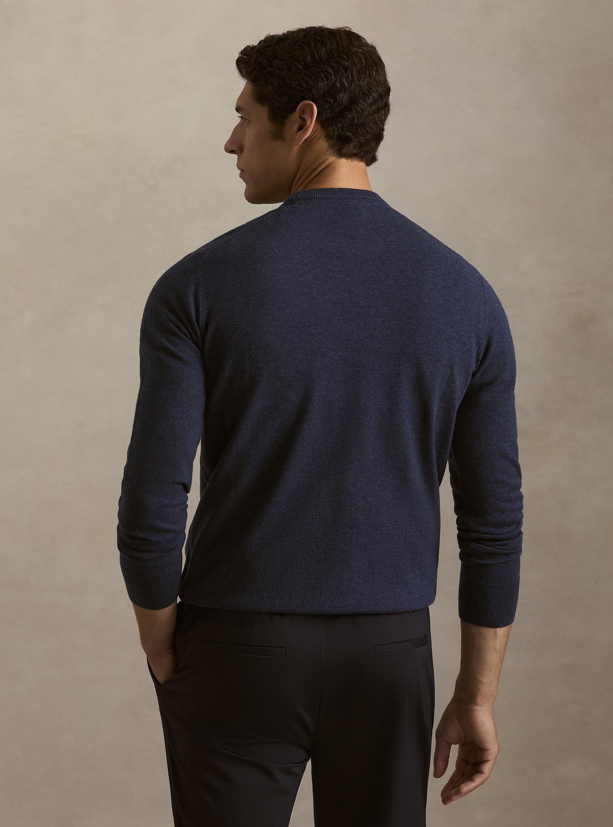 Wool and cashmere blend crewneck sweater, INK