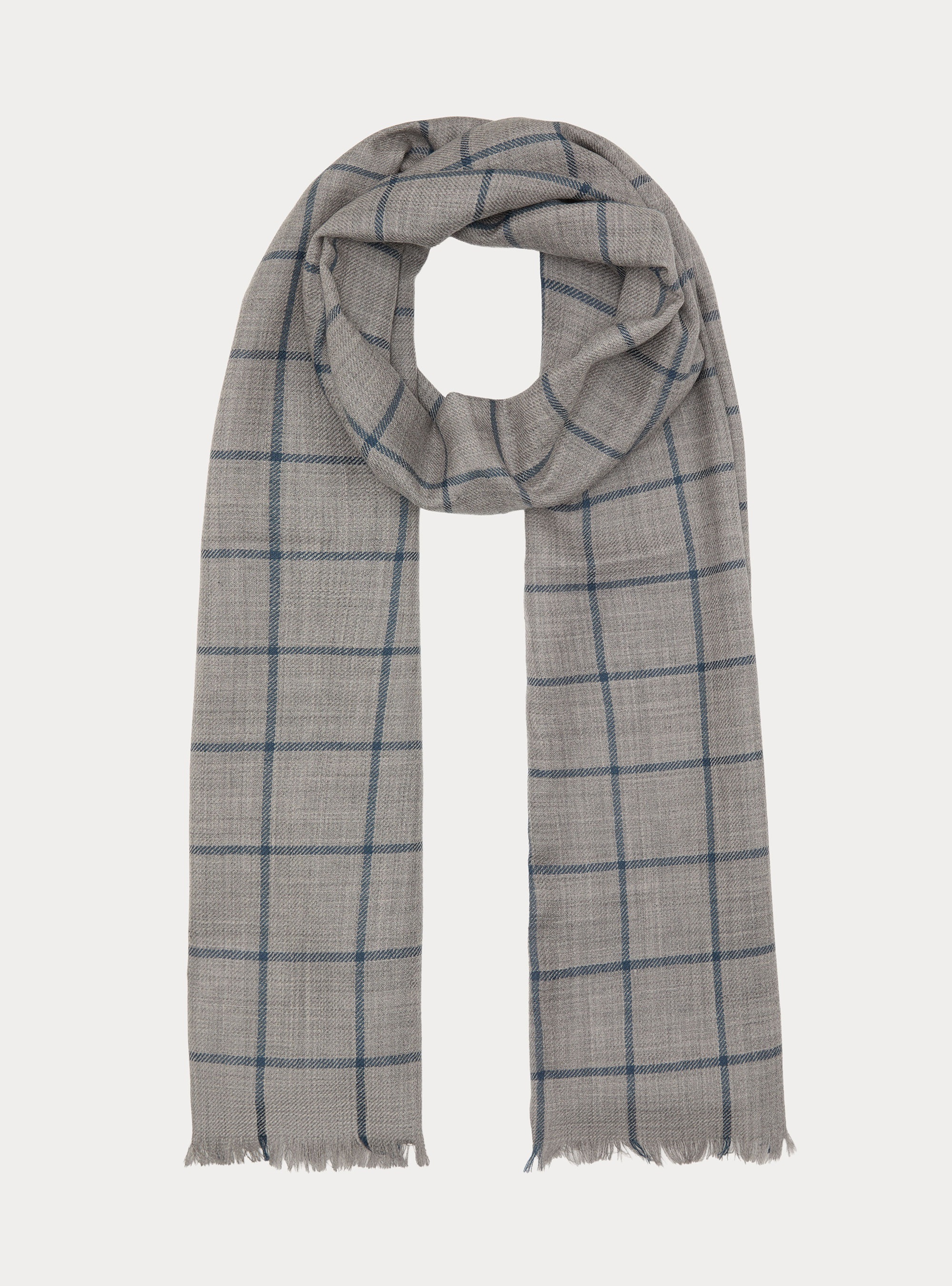 Lightweight patterned wool scarf, GRIGIO MELANGE 0151C