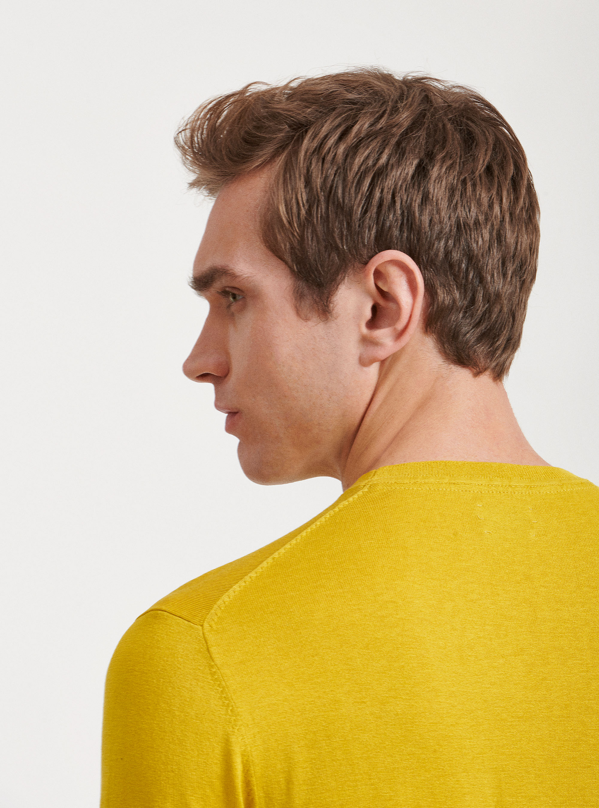 Maglia girocollo in seta e cotone, 0711C OCRA