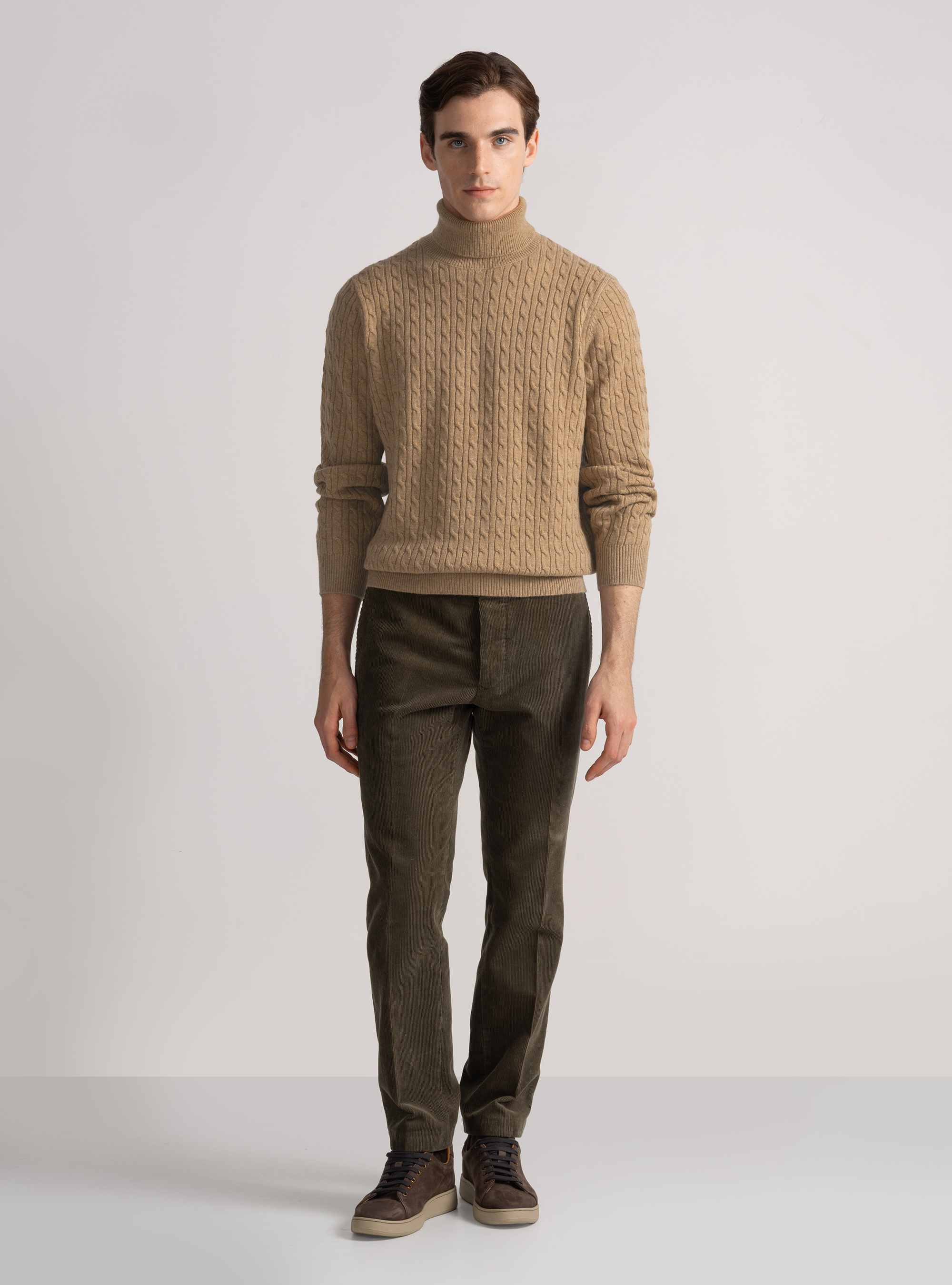 Wool-blend turtleneck sweater with braid, CAMMELLO 0570C