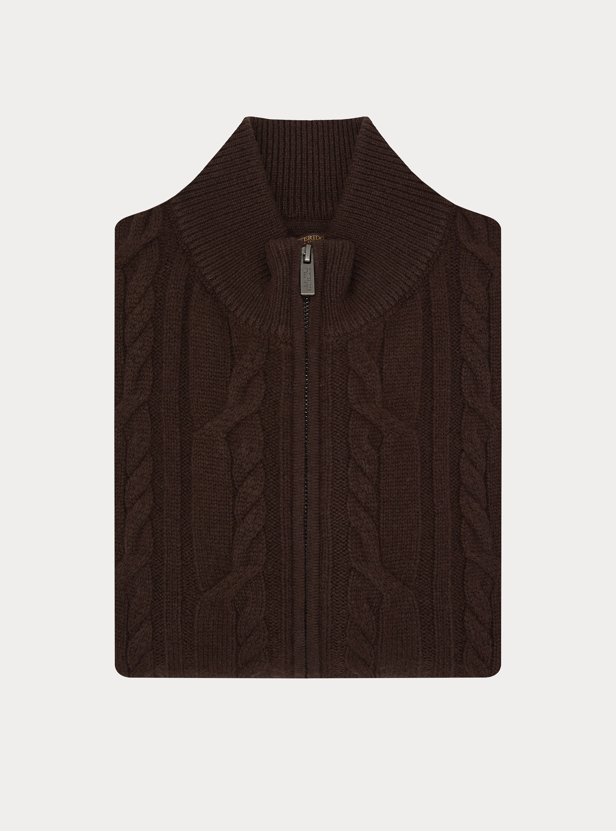Cardigan a treccia in lana e cashmere, MARRONE