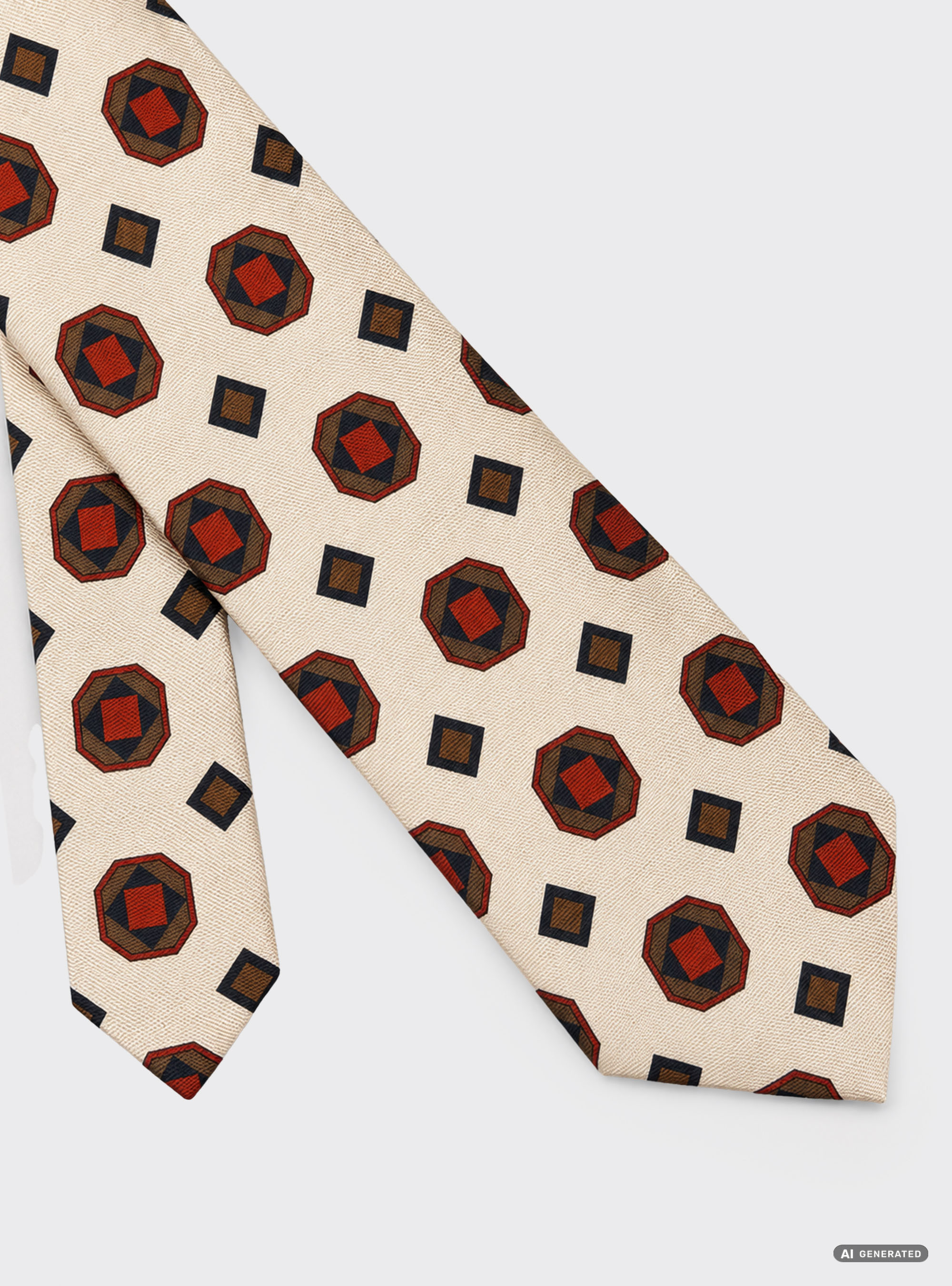 Corbata de seda de 5 pliegues con estampado geom&eacute;trico, NATA