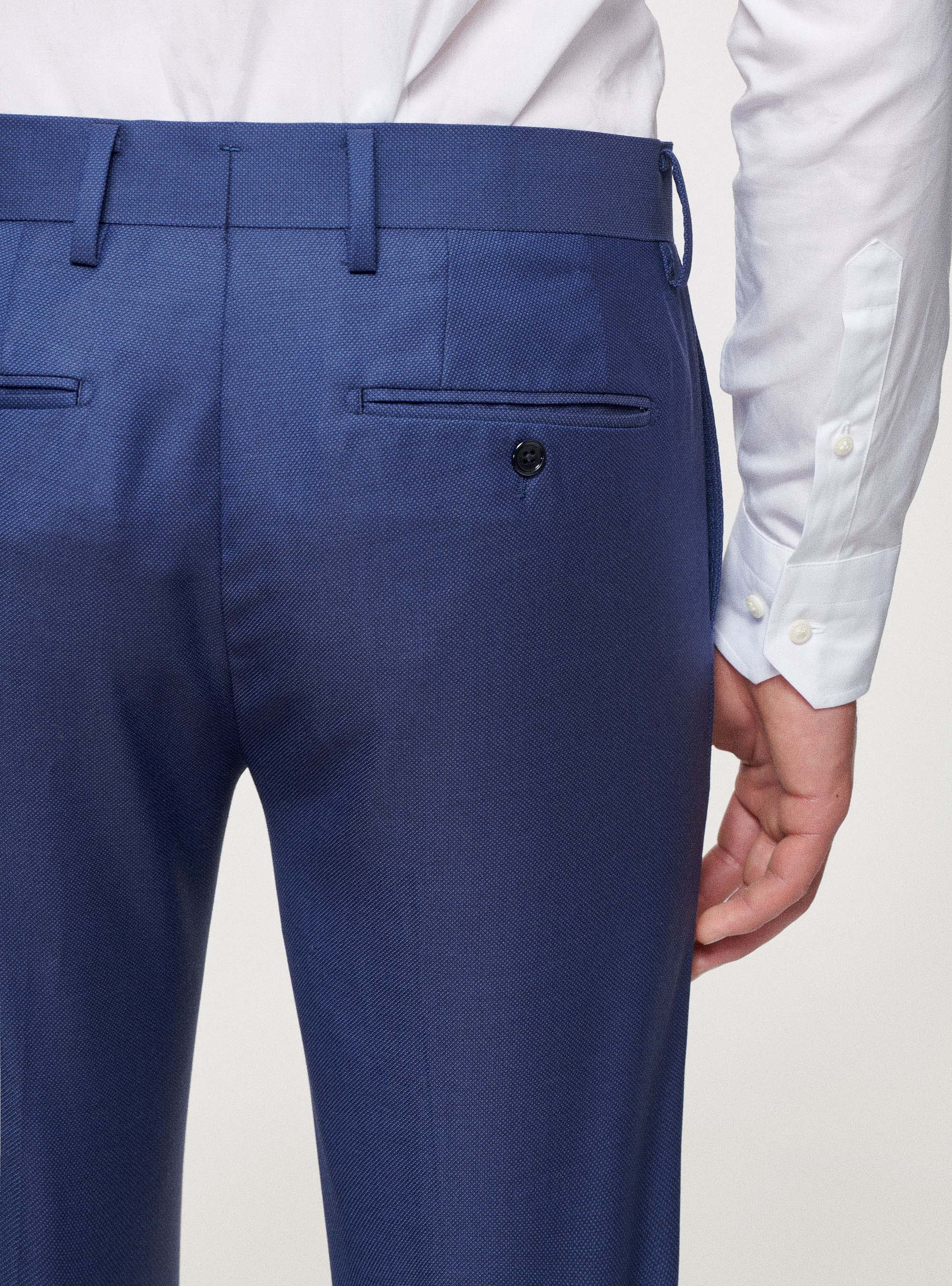 Pantaloni occhio di pernice in pura lana, BLU