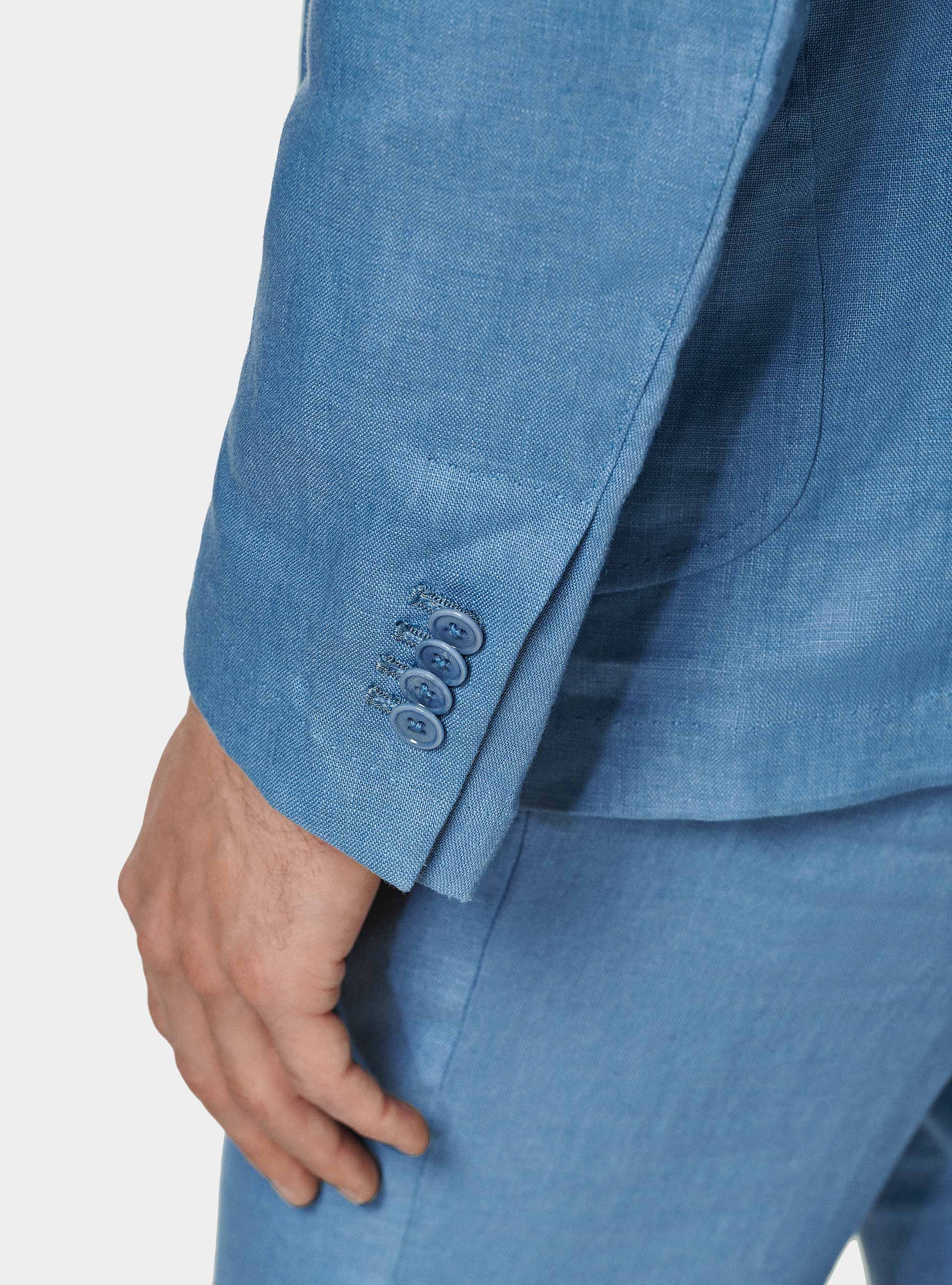 Giacca abito in puro lino, AZZURRO POLVERE 0283C