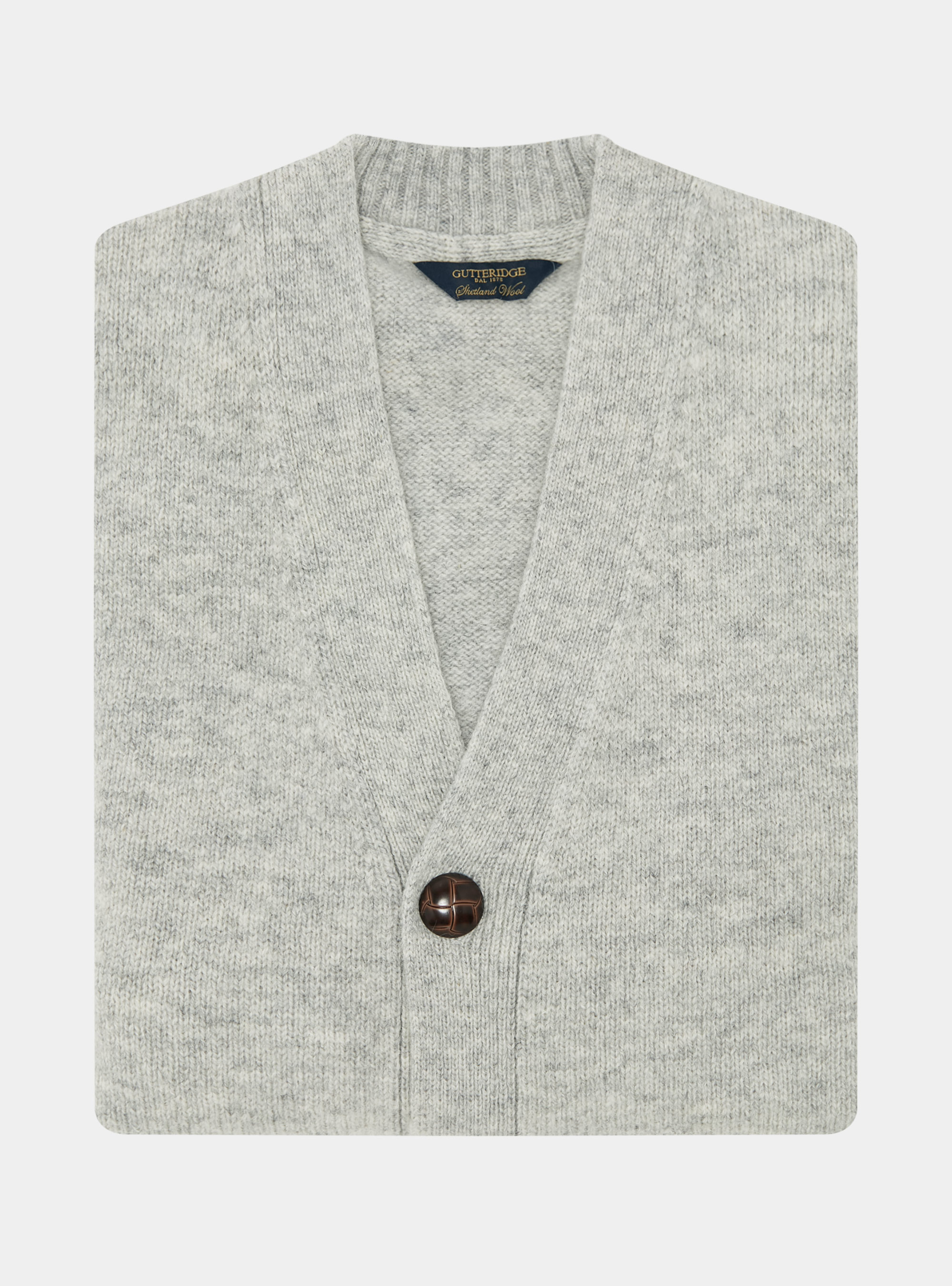 Cardigan in maglia di lana shetland, GRIGIO MELANGE 0151C