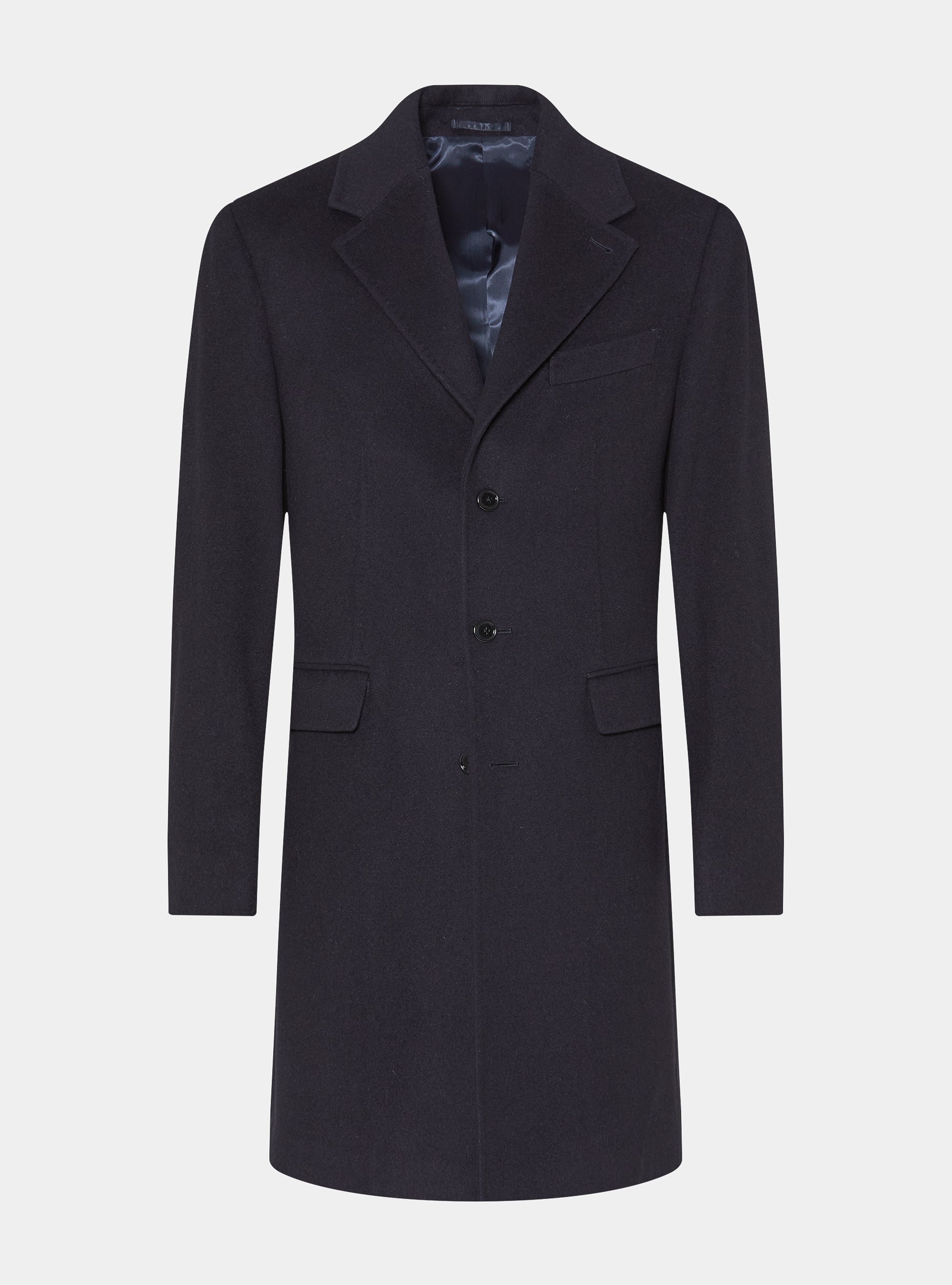 Wool and cashmere coat, NAVY BLUE