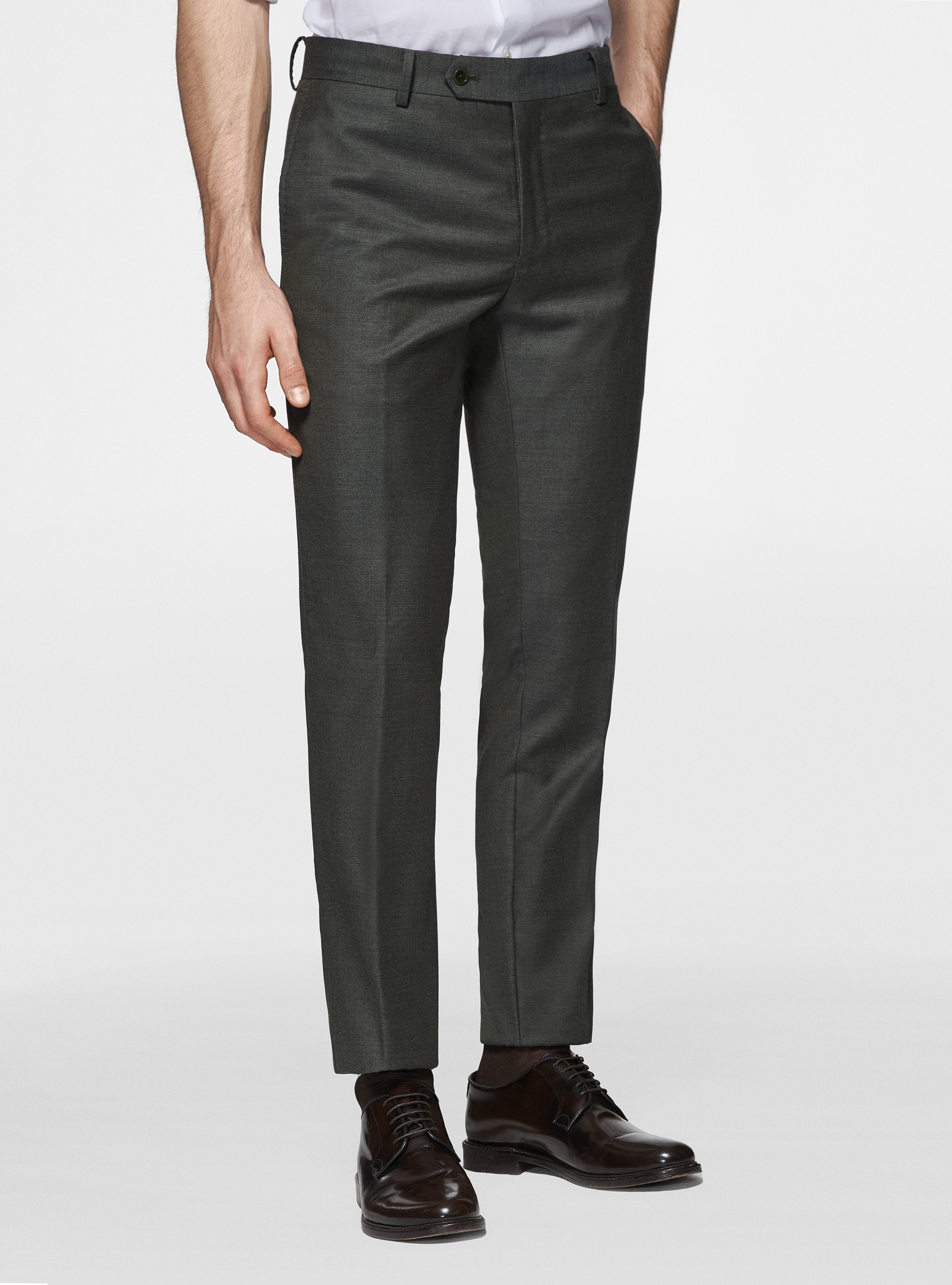 Pantaloni in pura lana superfine 110's, VERDE