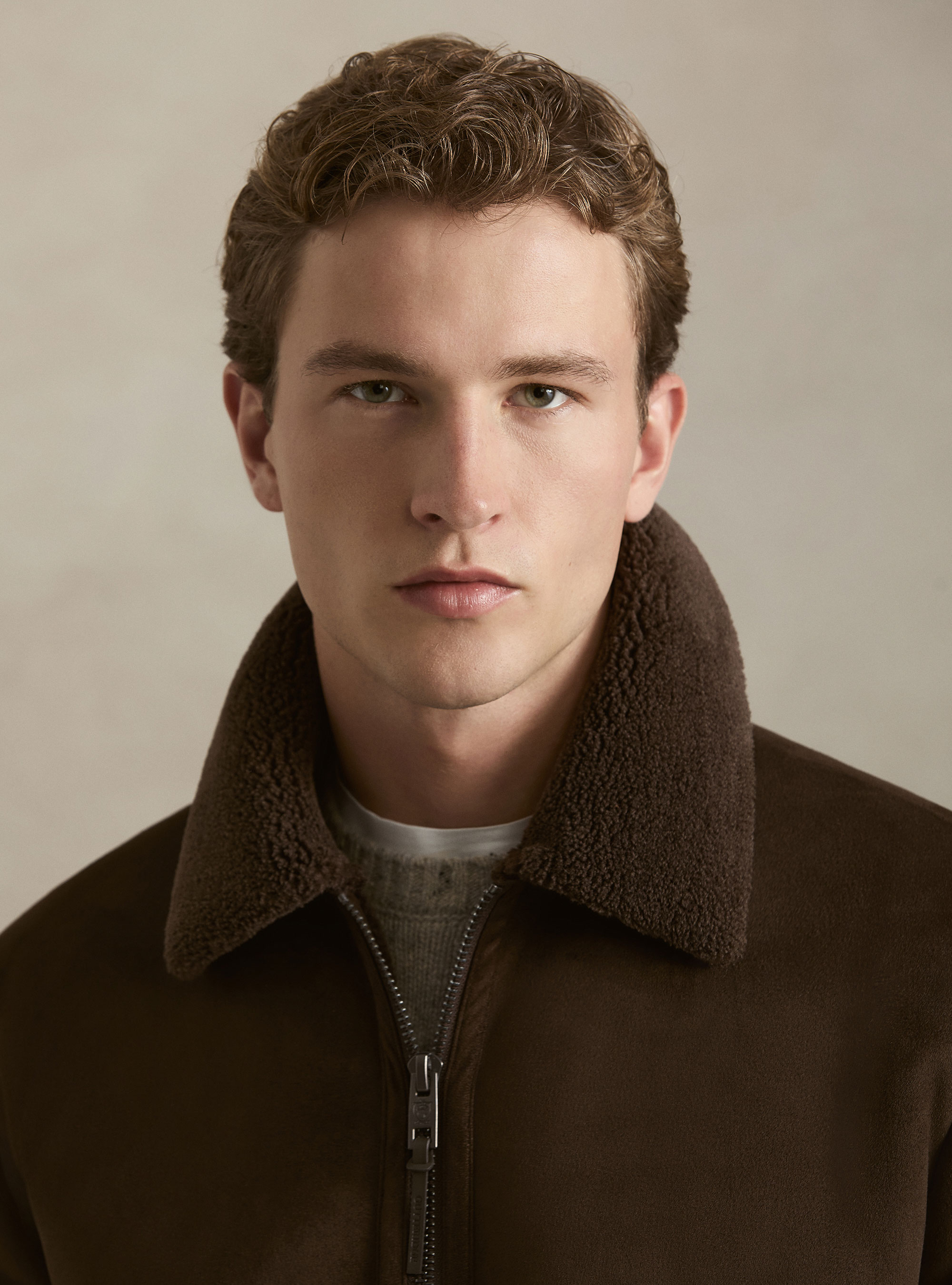 Suede-effect shearling, MARRONE 0508C