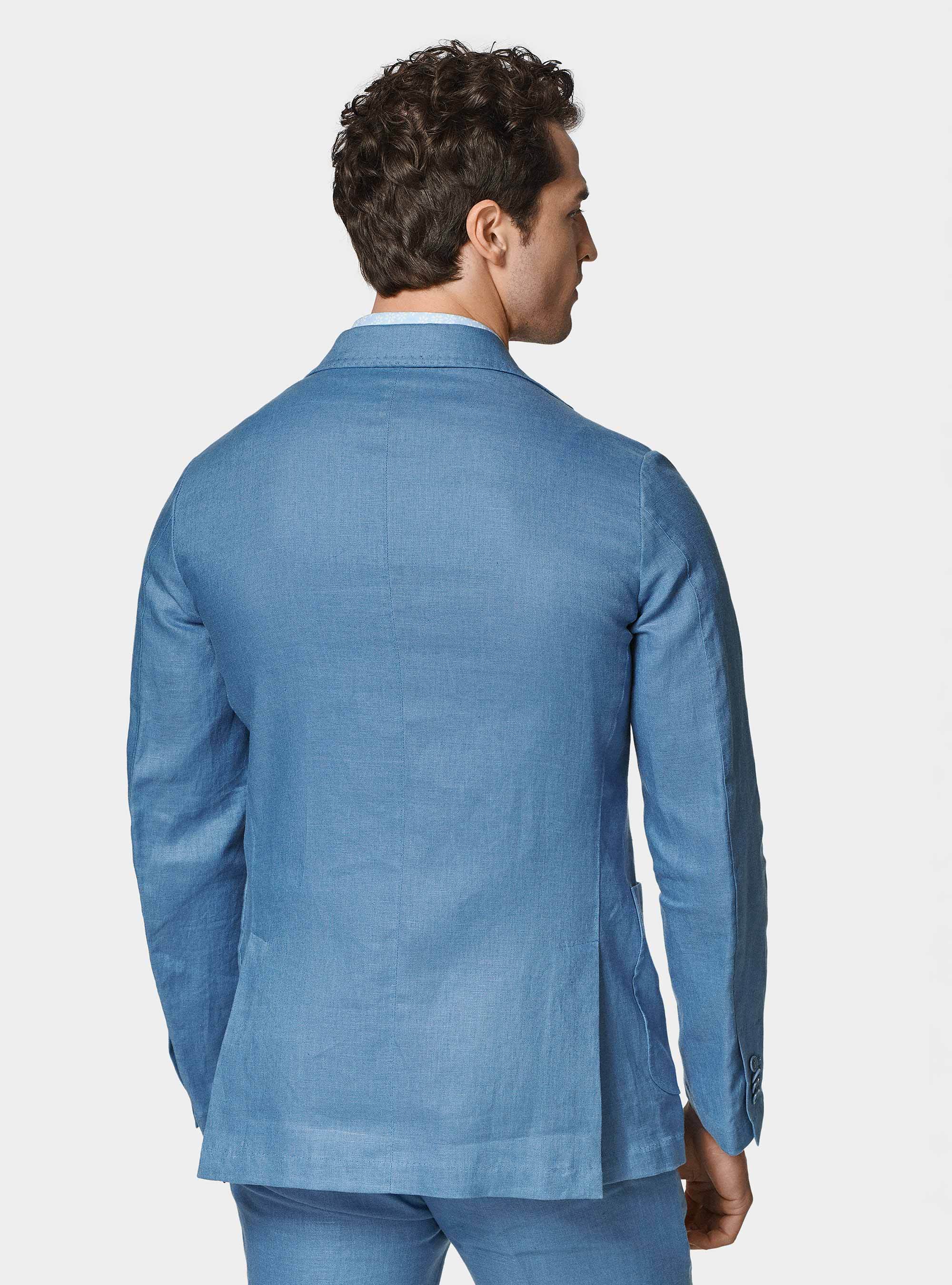 Giacca abito in puro lino, AZZURRO POLVERE 0283C