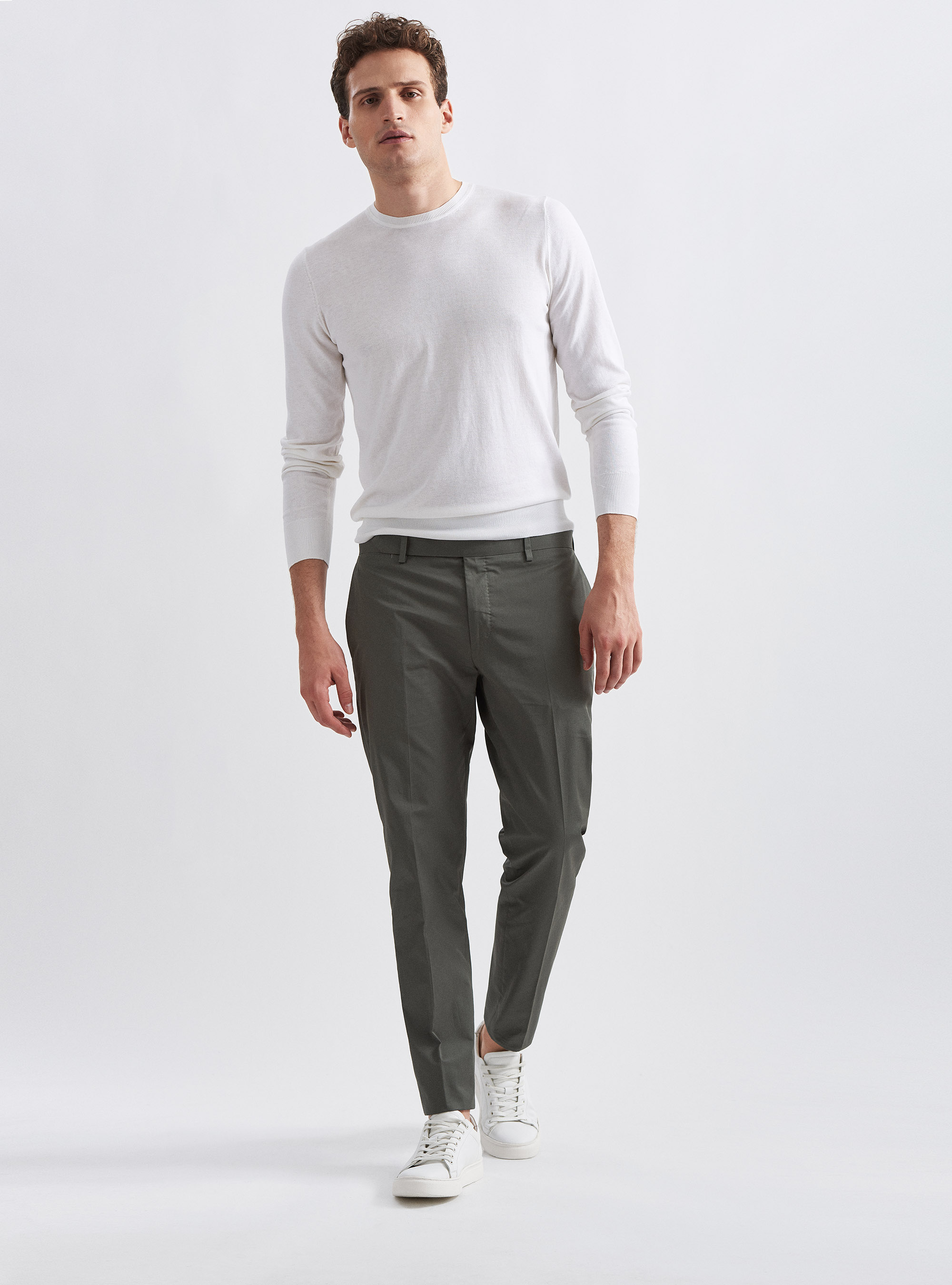 Pantalones de traje de puro algod&oacute;n, VERDE