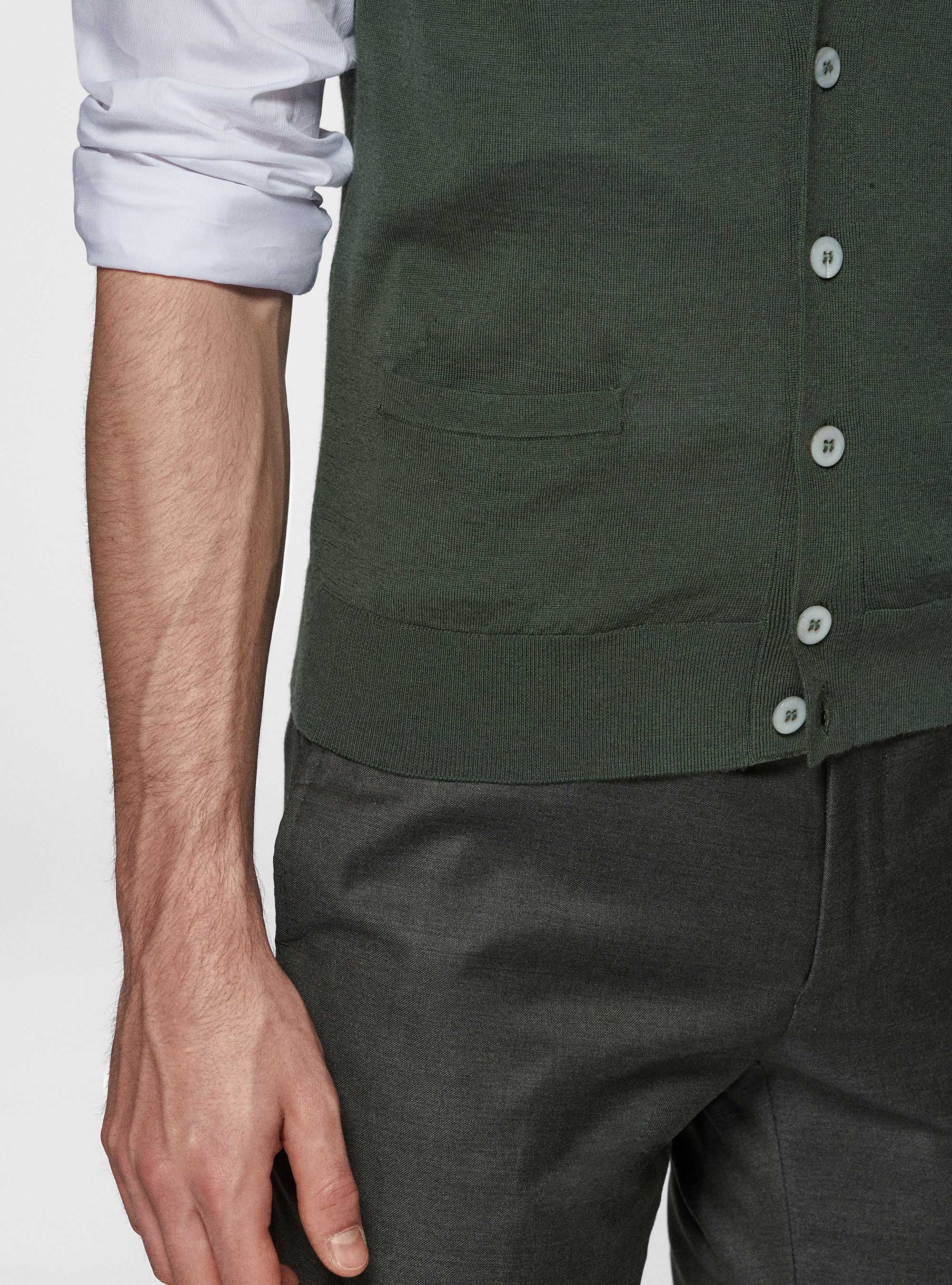 Knitted waistcoat in pure extra-fine merino wool, MILITARE 0609C