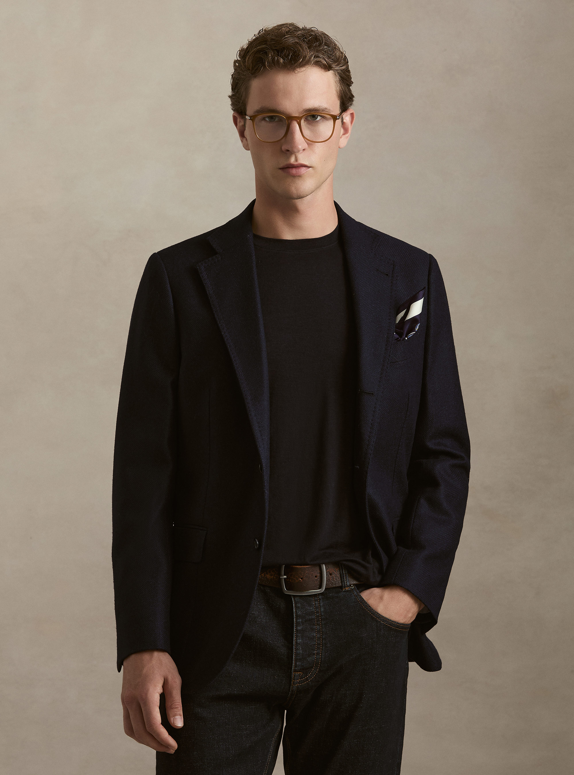 Wool and Cashmere Blazer Lanificio di Pray, NAVY BLUE