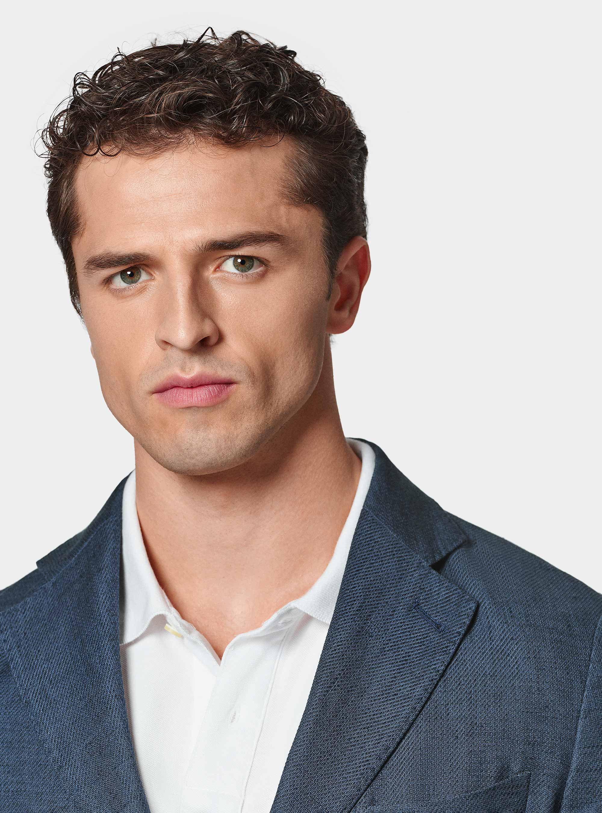 Giacca in misto lino e cotone, BLU NAVY