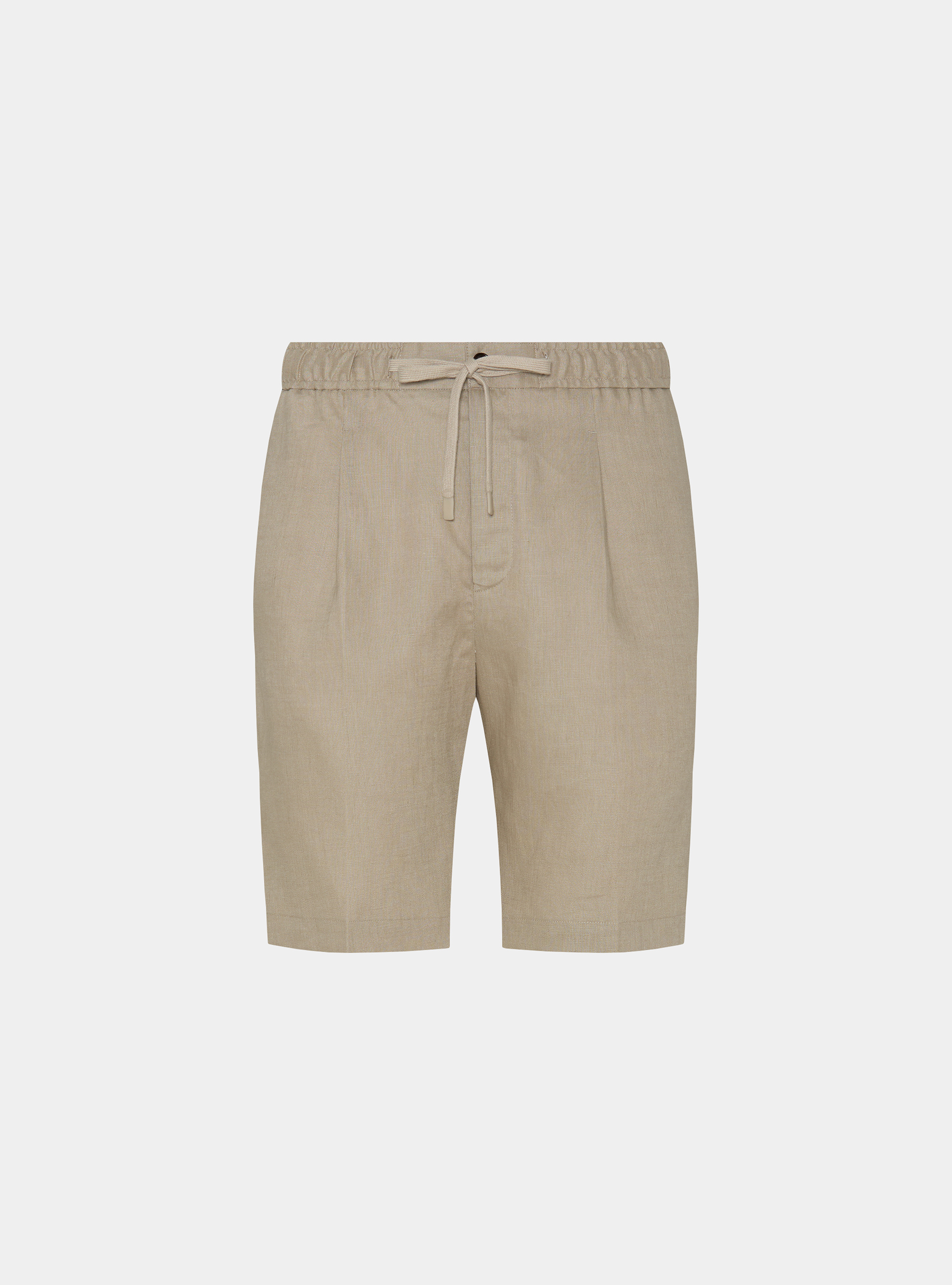 Linen Bermuda shorts with drawstring, SAND