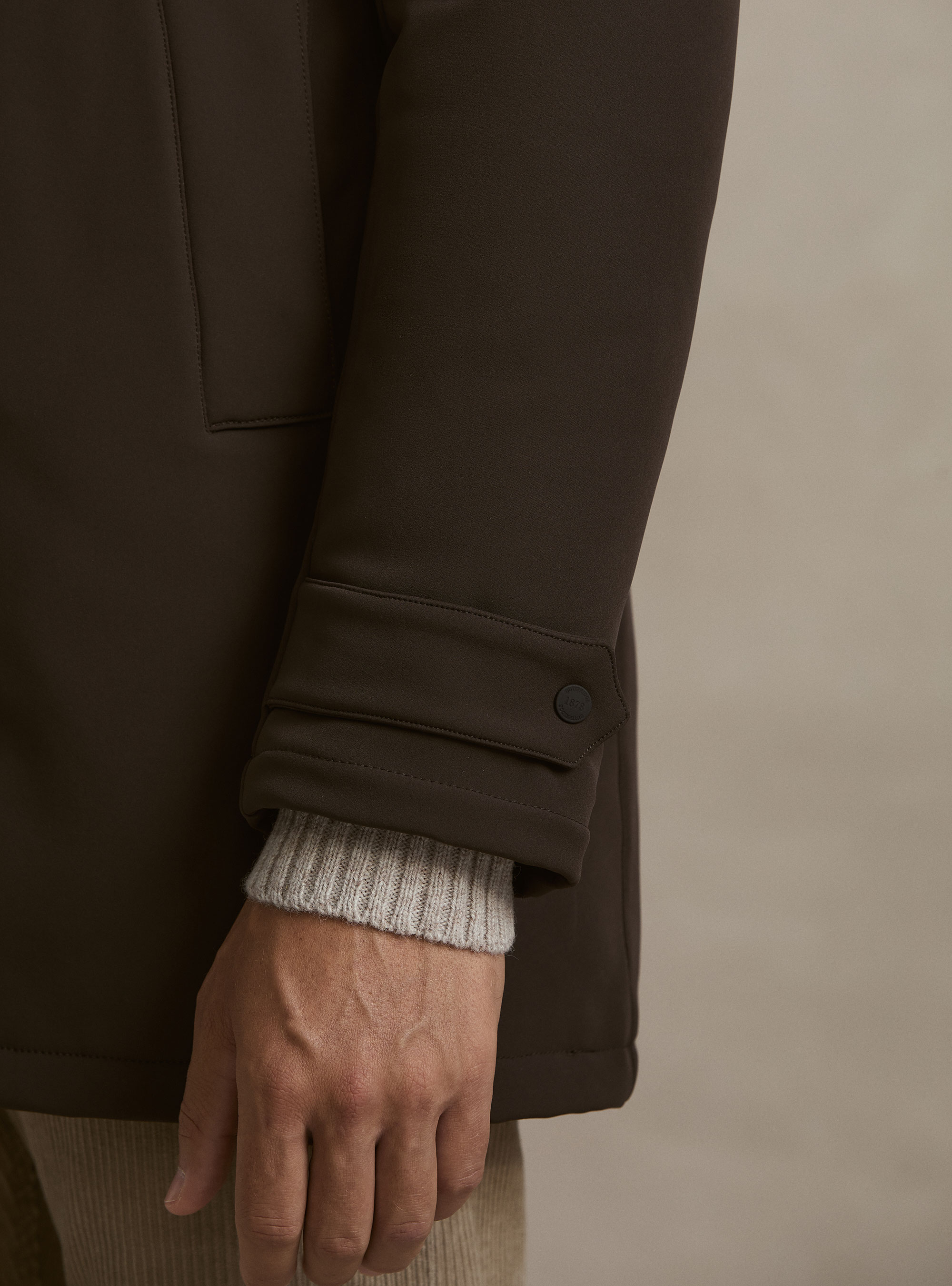 Parka tecnico con cappuccio, MARRONE 0508C
