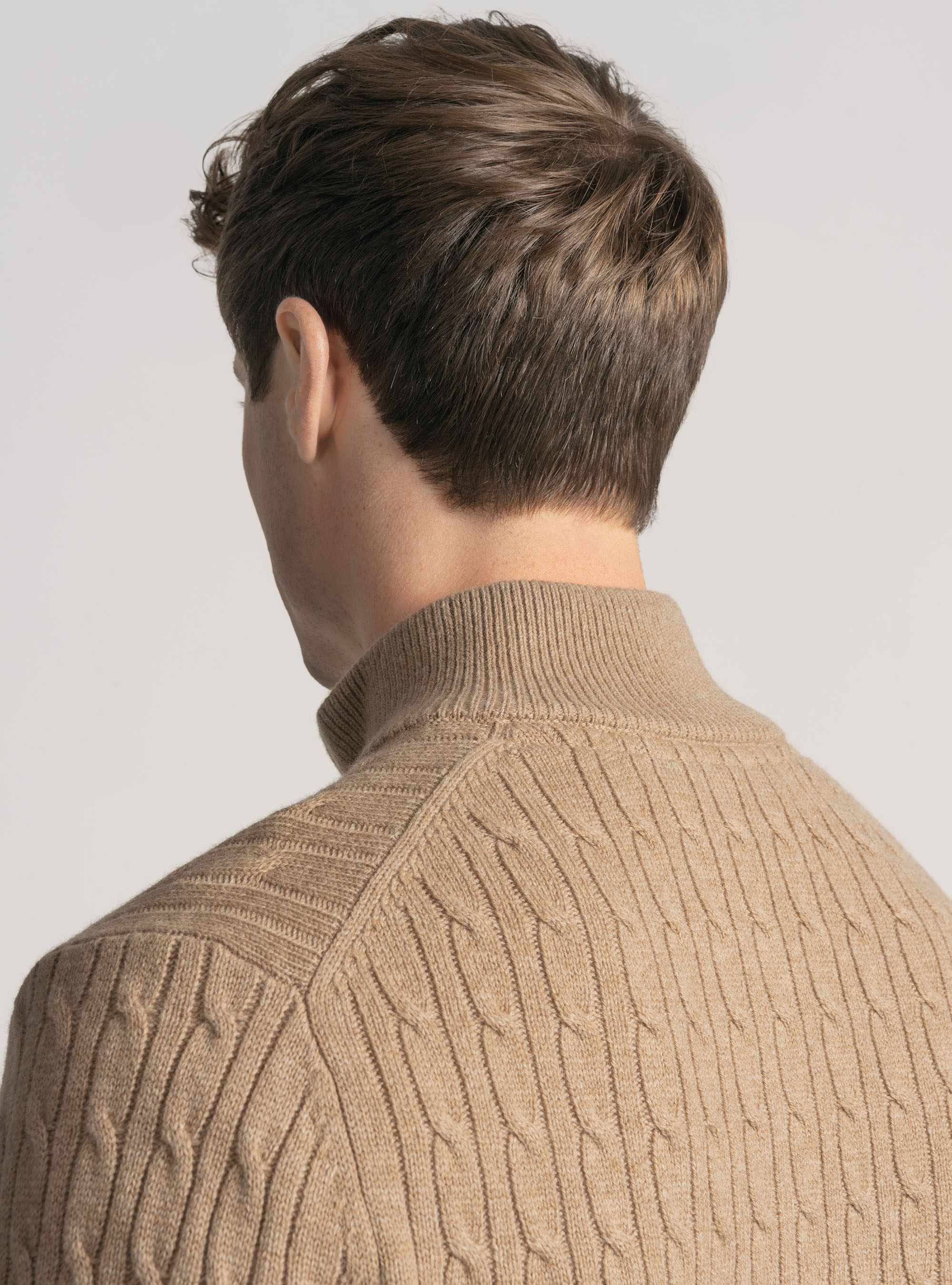 Sweater with mock neck and cashmere wool braid, CAMMELLO 0570C
