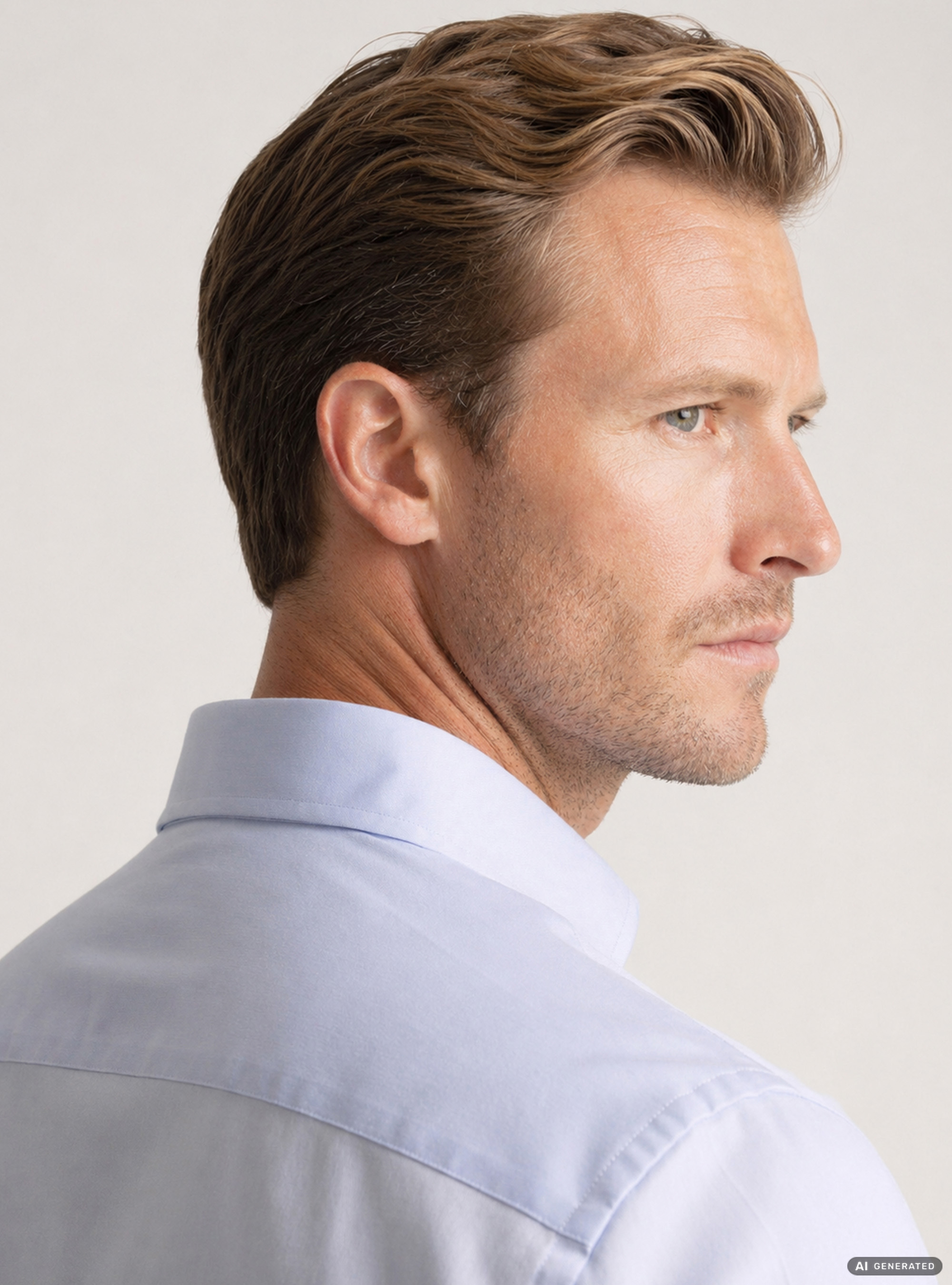Camicia in cotone twill, AZZURRO