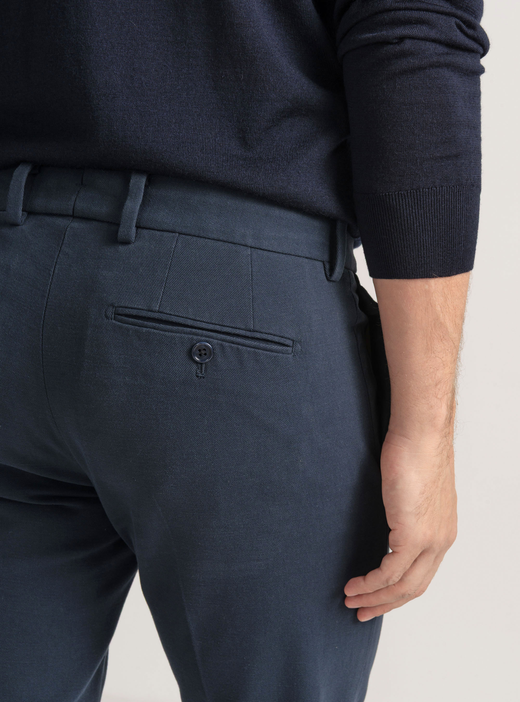 Pantaloni in twill di cotone e cashmere, BLU NAVY