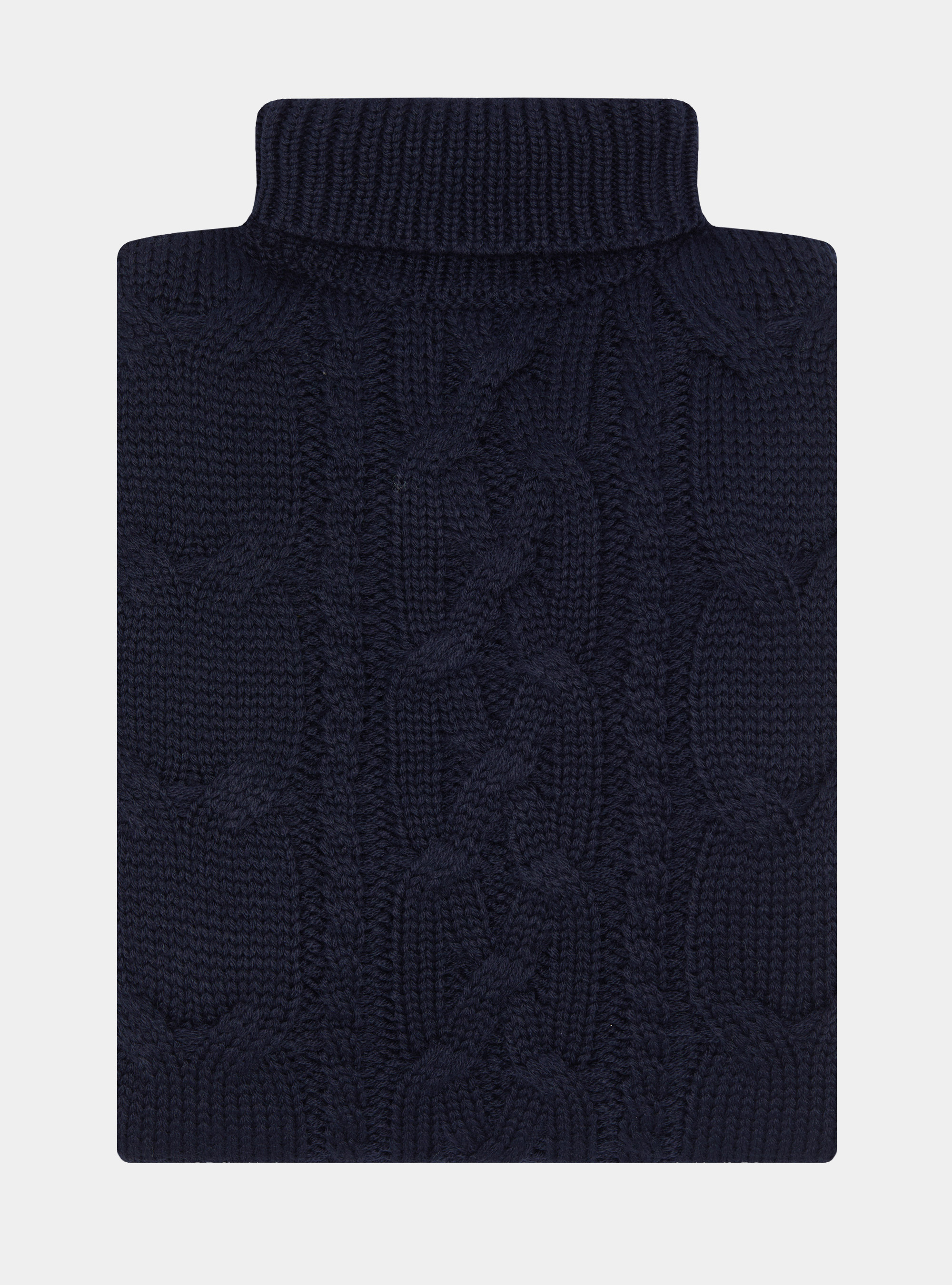 Wool-blend turtleneck sweater with braid, NAVY BLUE