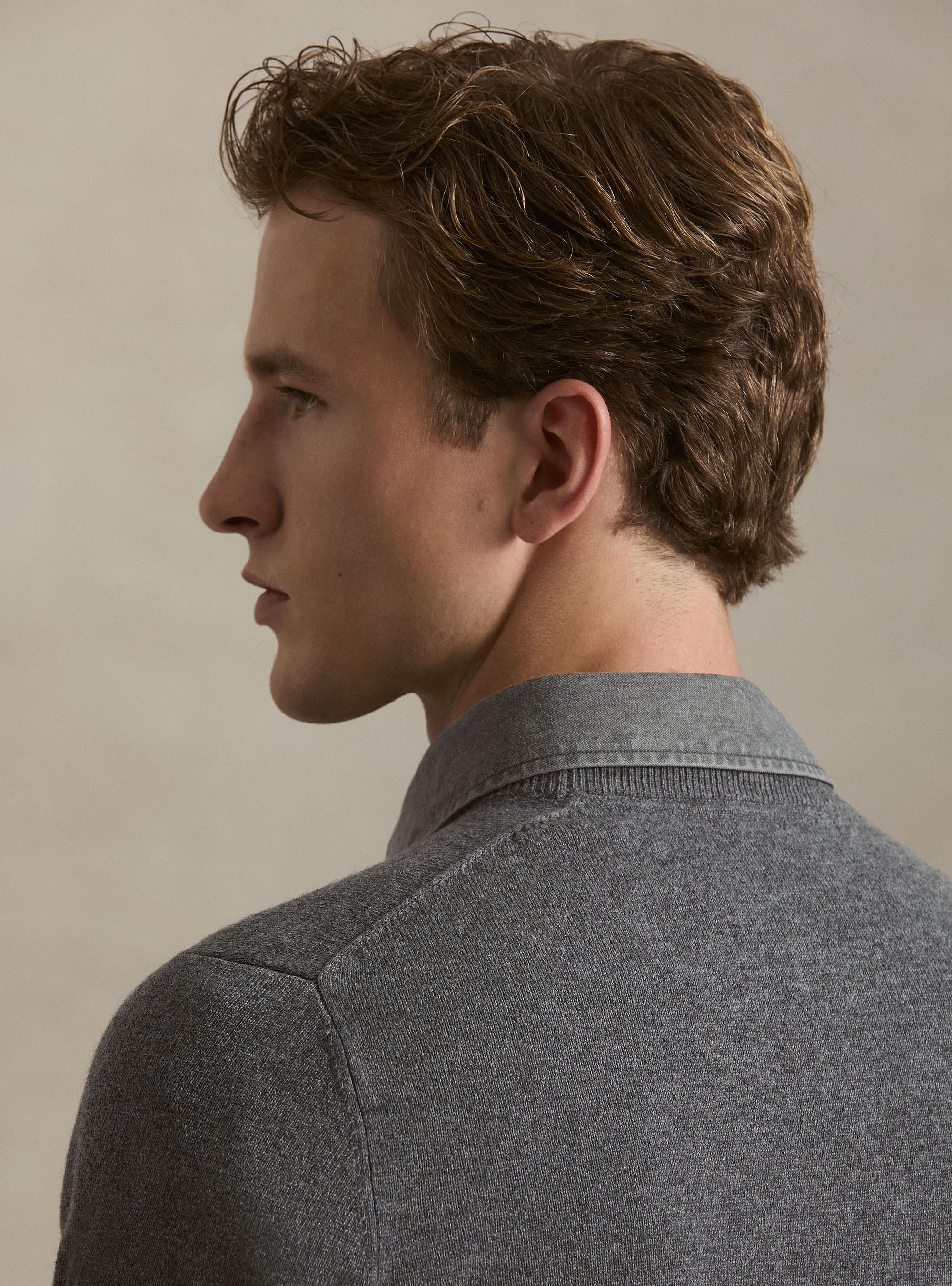 Pull col rond en 100% cachemire, GRIGIO SCURO 0125C