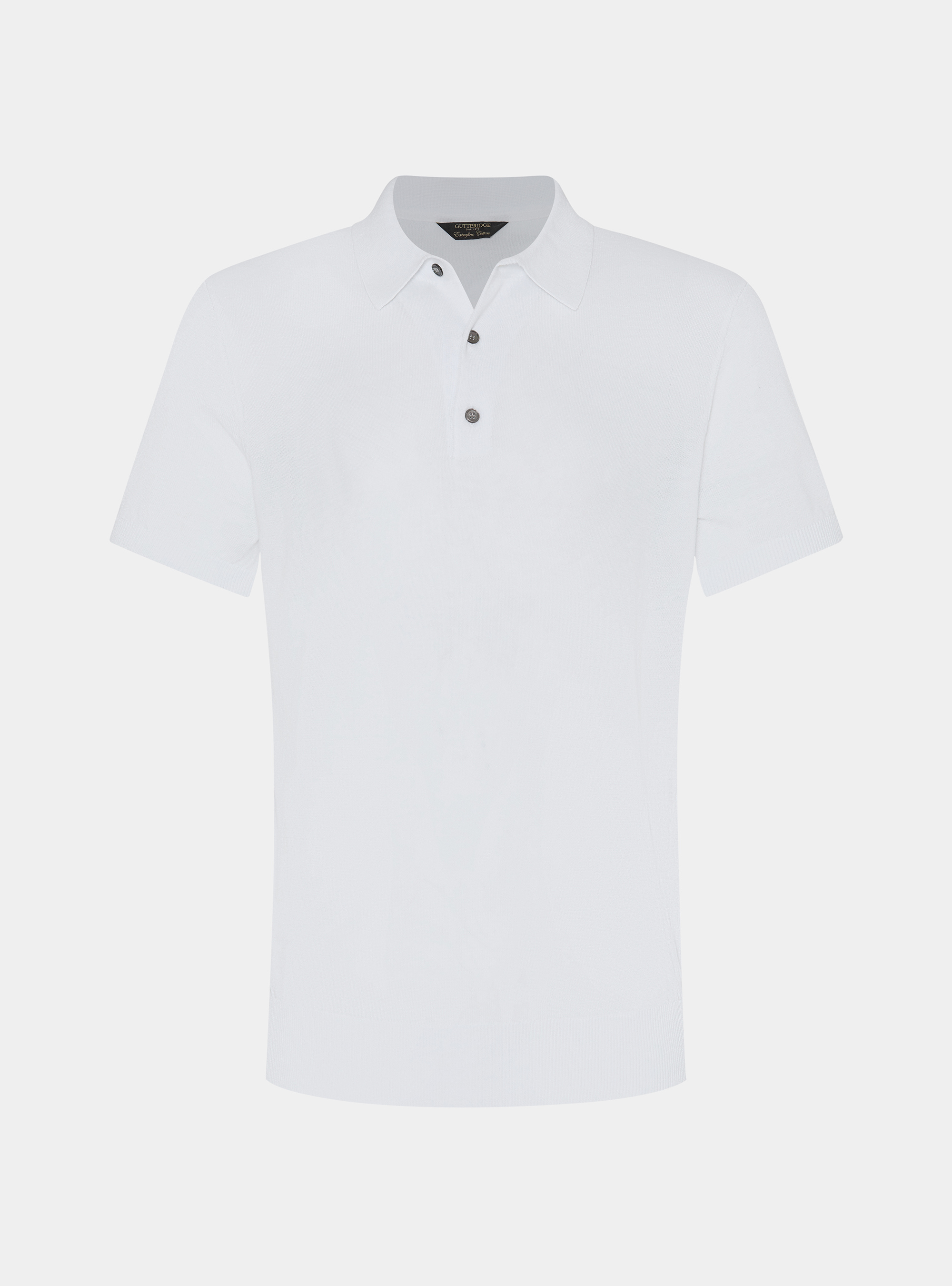 Extra-fine cotton knit polo shirt, WHITE