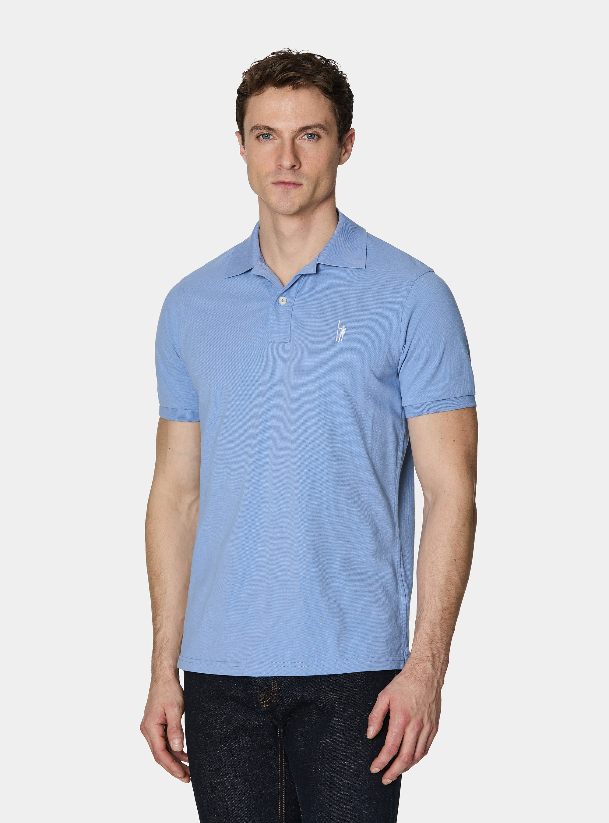 Polo classica in piquet, AZZURRO