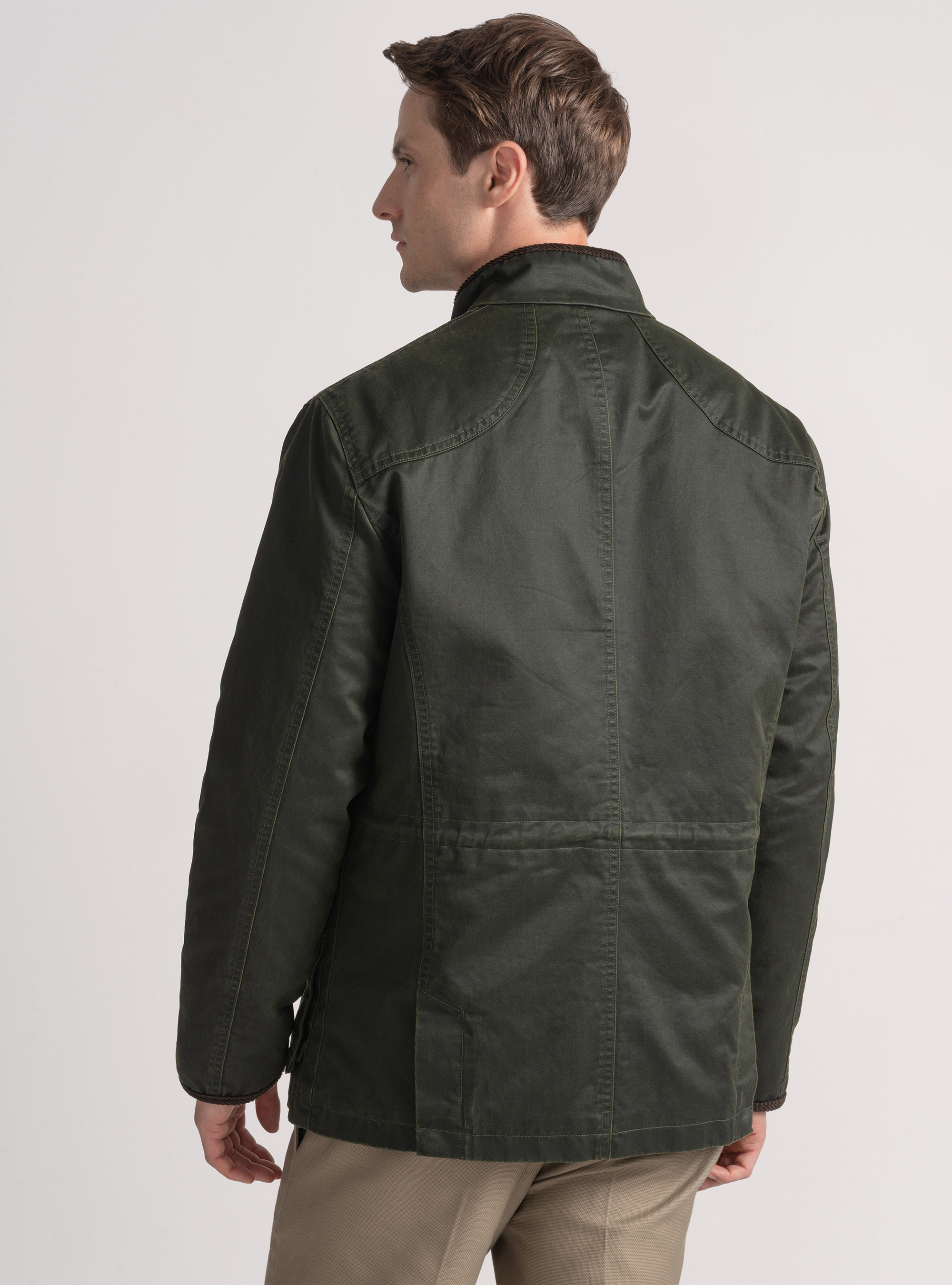 Field jacket de algod&oacute;n encerado, VERDE