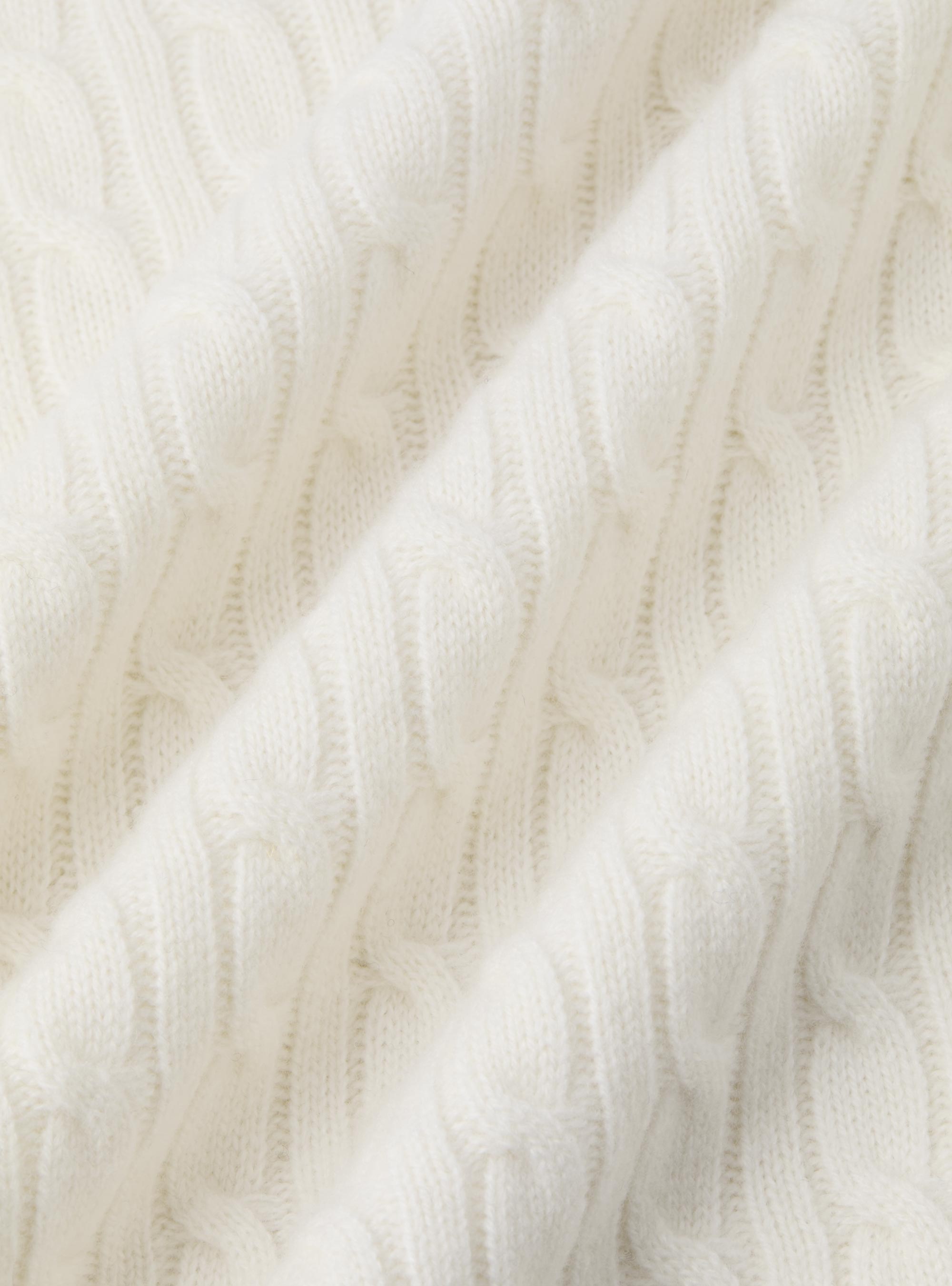 Turtleneck sweater with cashmere wool braid, WHITE