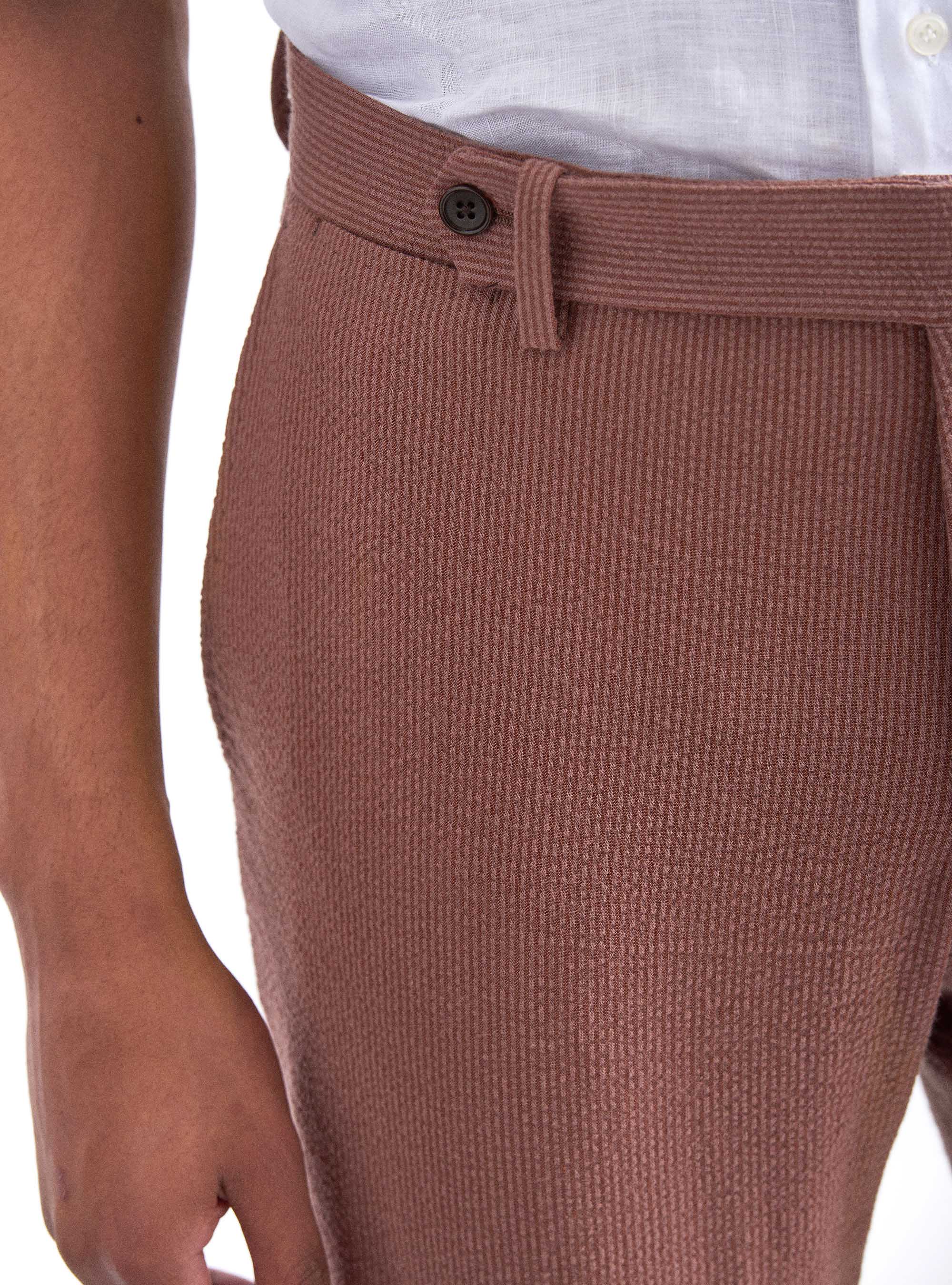 Pantalones de seersucker de algod&oacute;n el&aacute;stico, MULTICOLORE