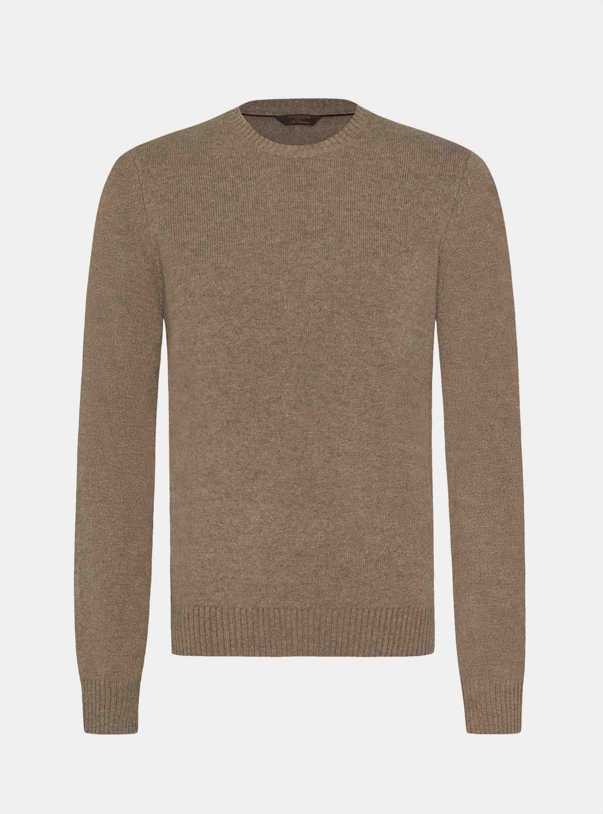 Maglia girocollo in misto lana e cashmere, FANGO