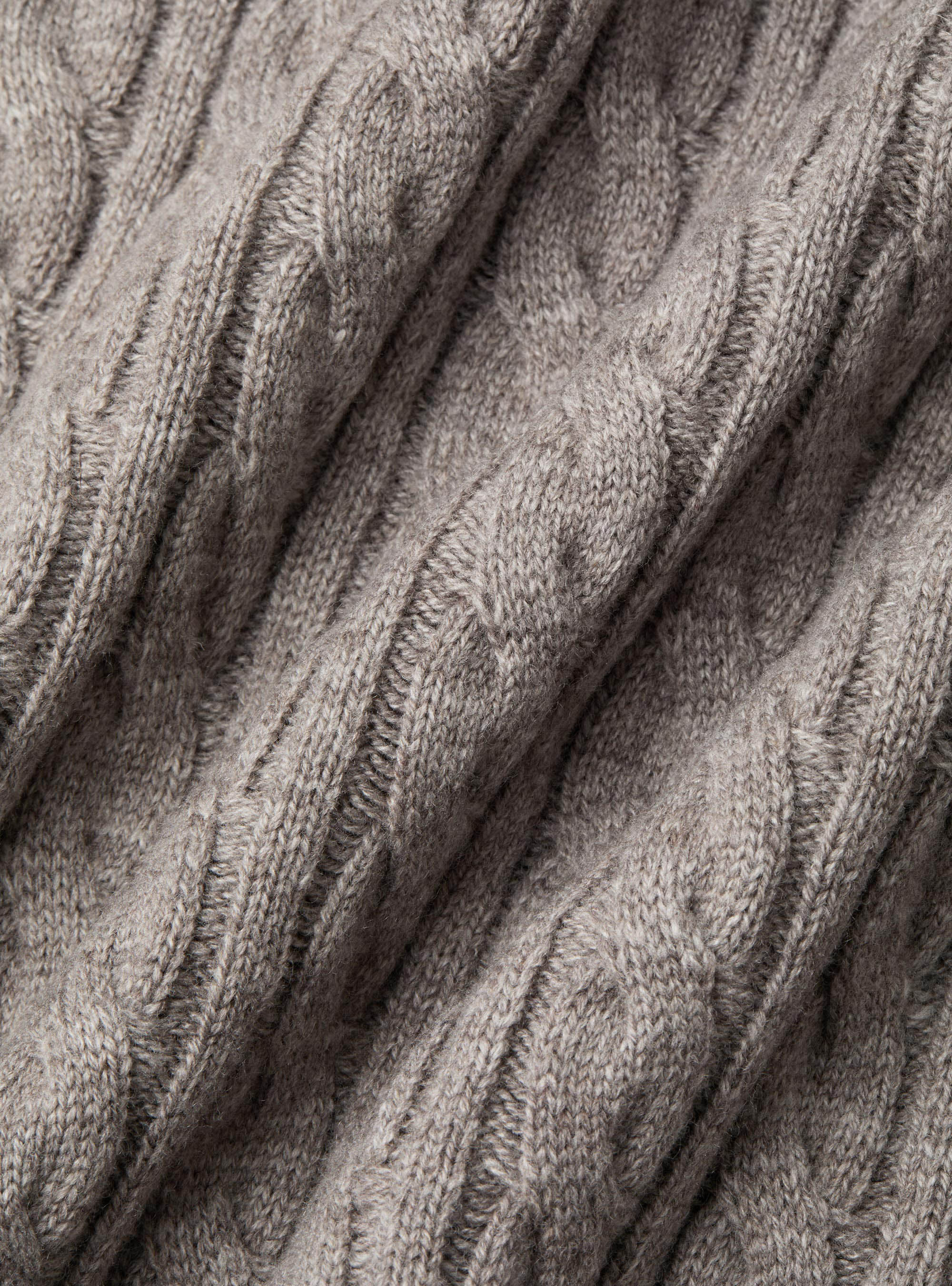 Maglia collo mock con trecca in misto lana, TORTORA 0542C