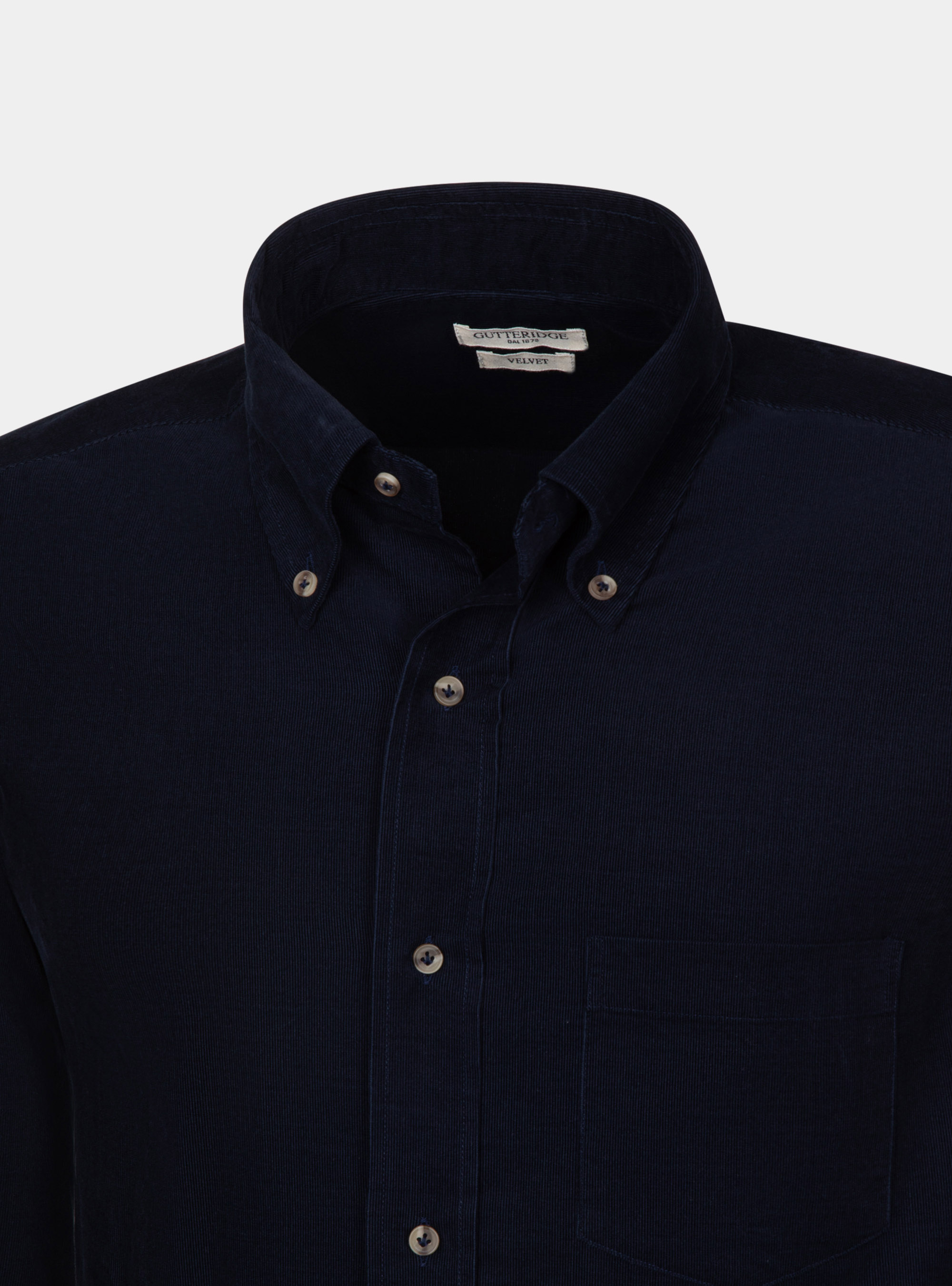 Hemd mit Button-Down-Kragen aus Baumwollsamt, NAVY 0218C
